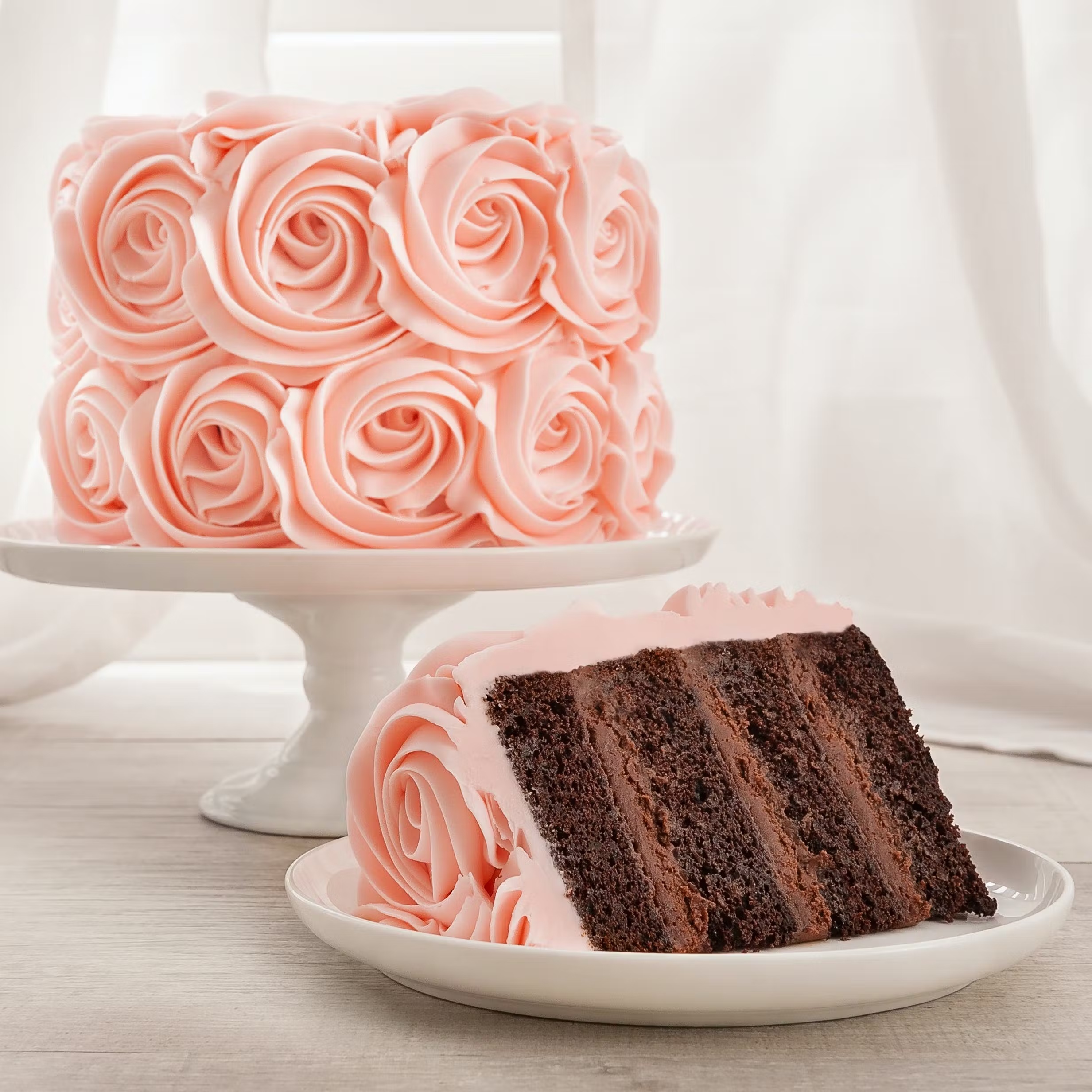 Pink Rose Chocolate Cake