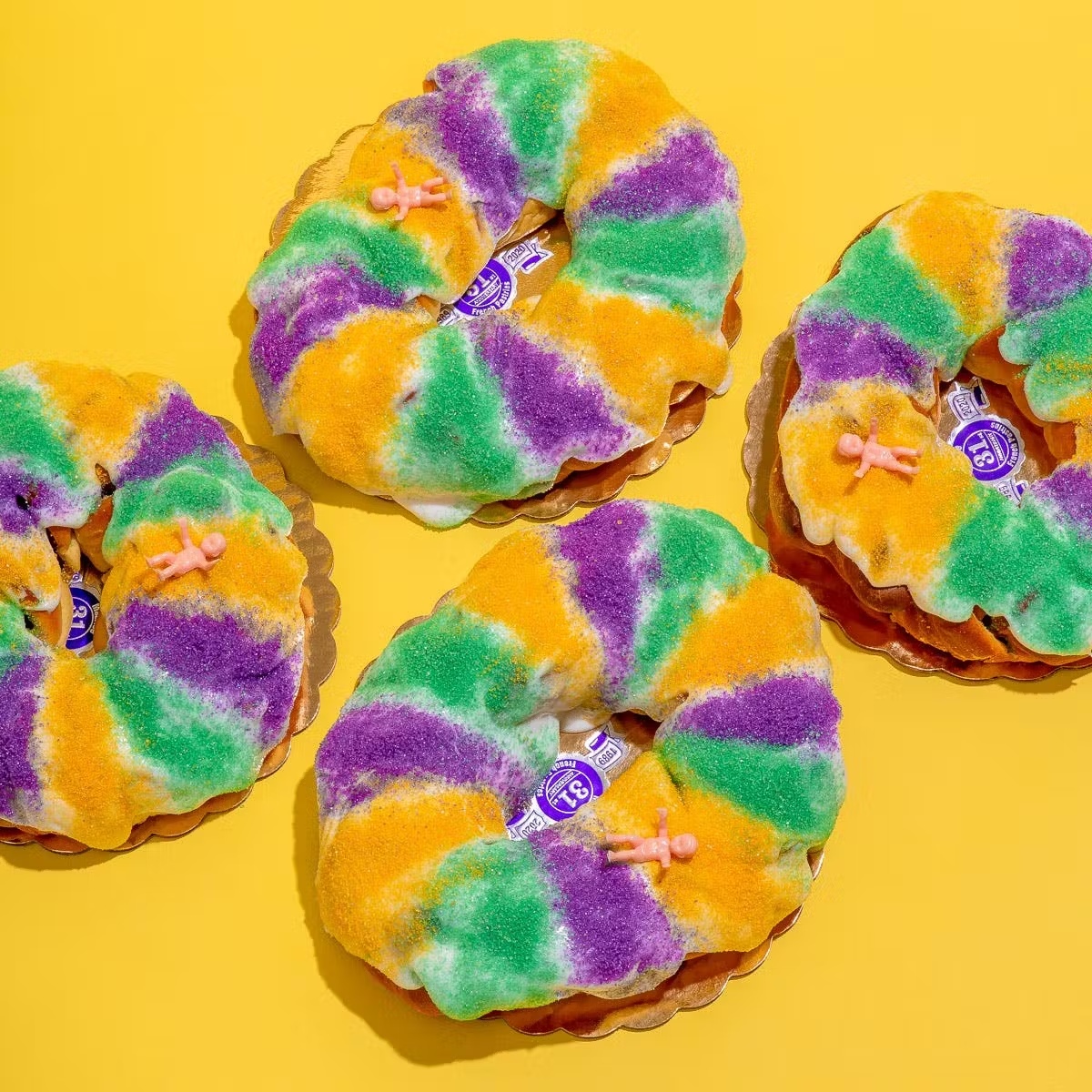 Traditional Mini New Orleans King Cake - 4 Pack