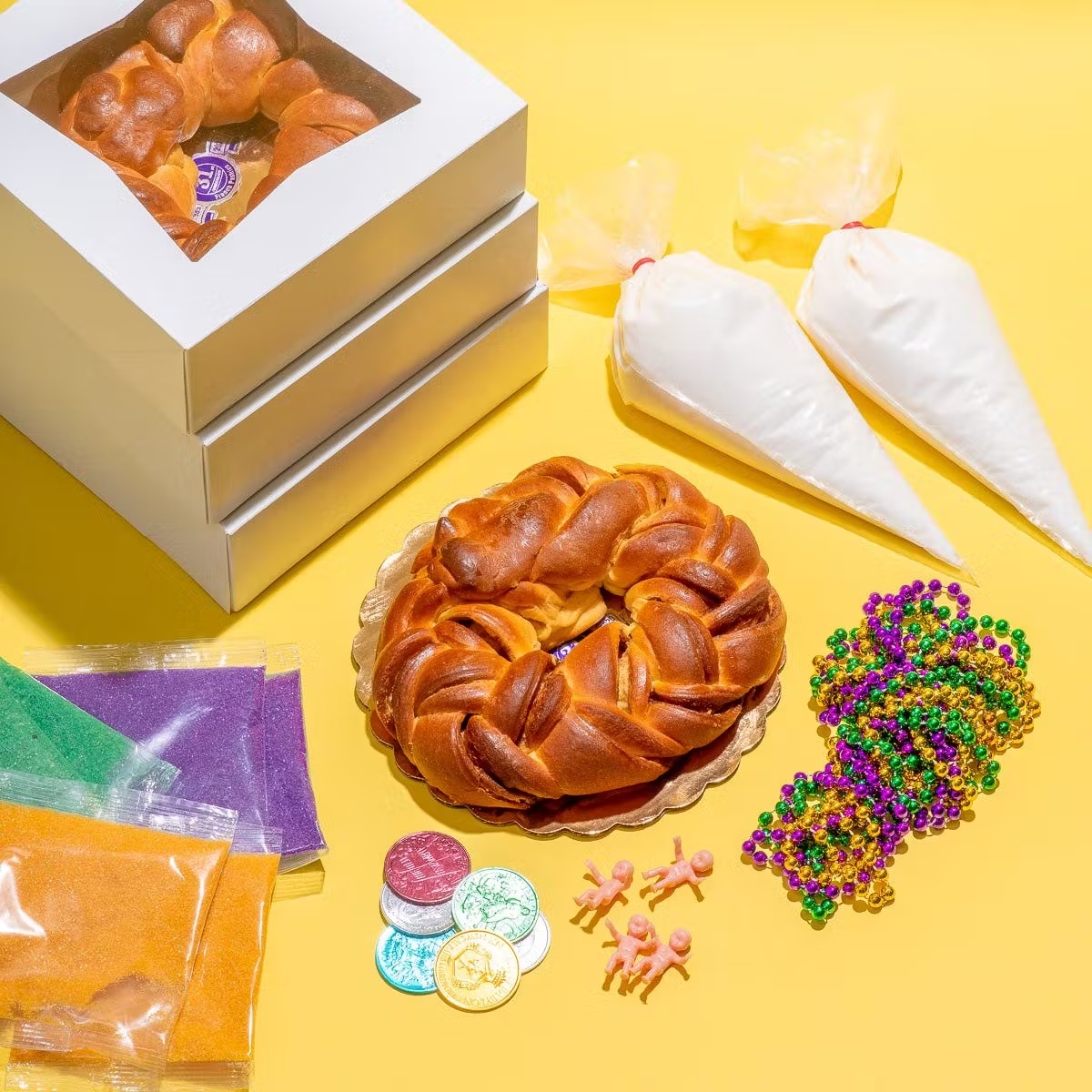 Traditional Mini New Orleans King Cake - 4 Pack