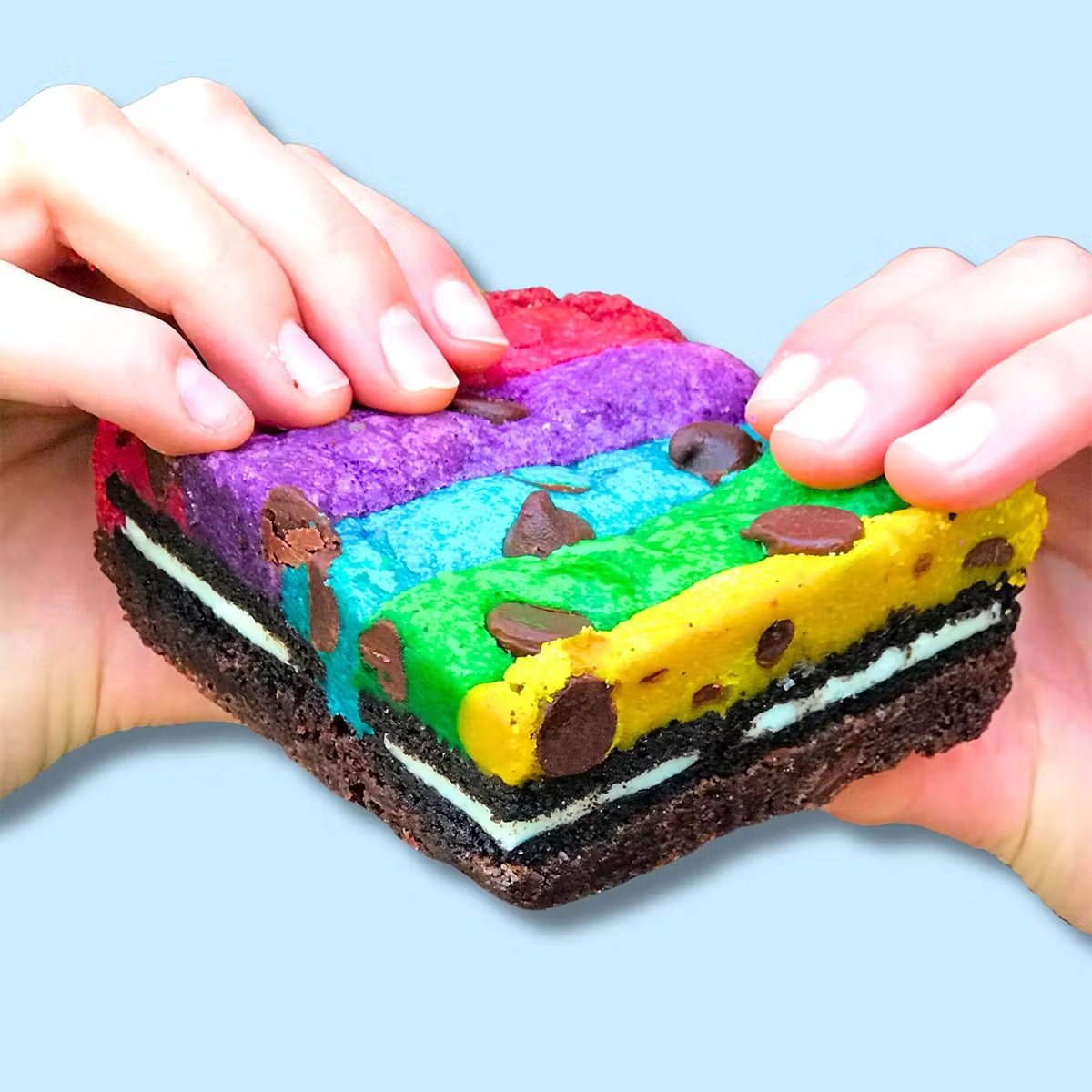 Giant Rainbow Oreo Brownies
