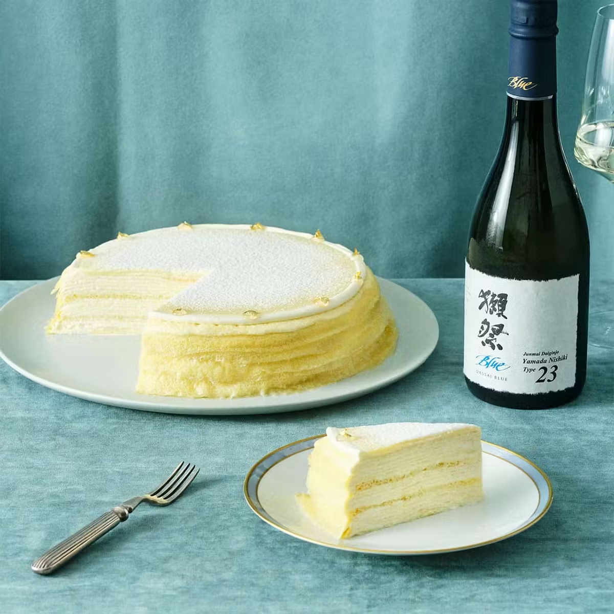 Dassai Blue Sake Mille CrÃªpes Cake