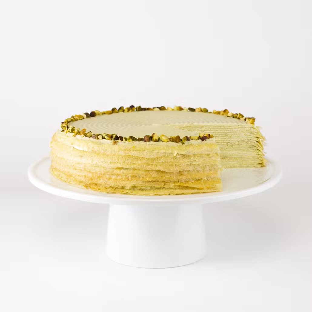 Pistachio Mille CrÃªpes Cake