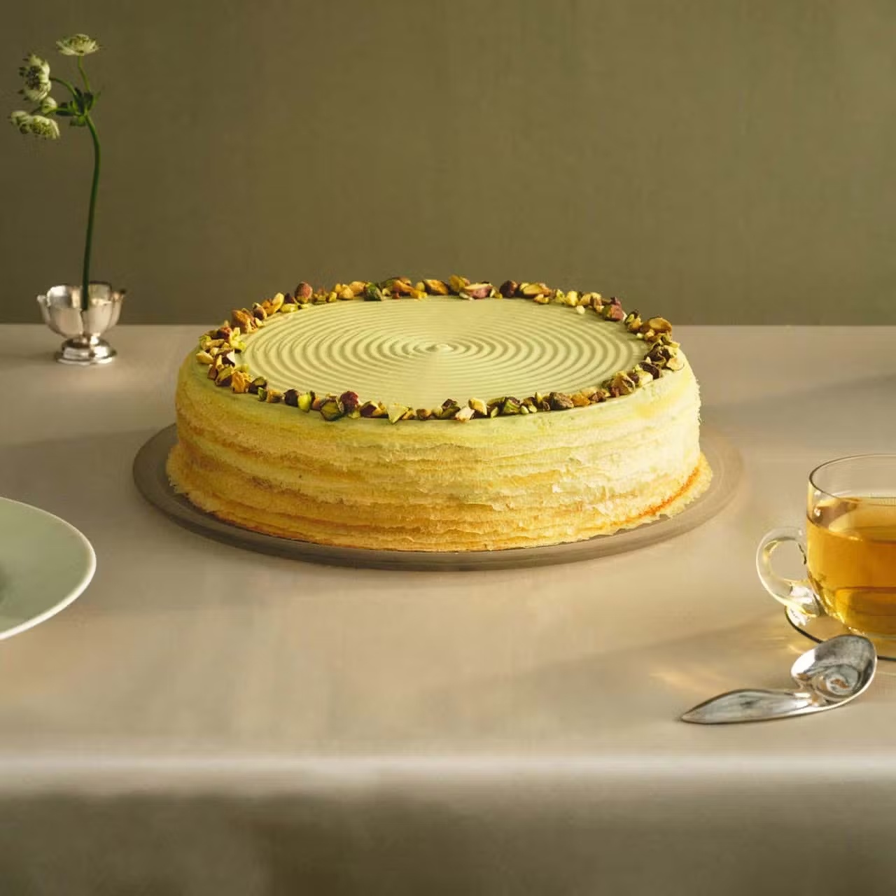 Pistachio Mille Crêpes Cake