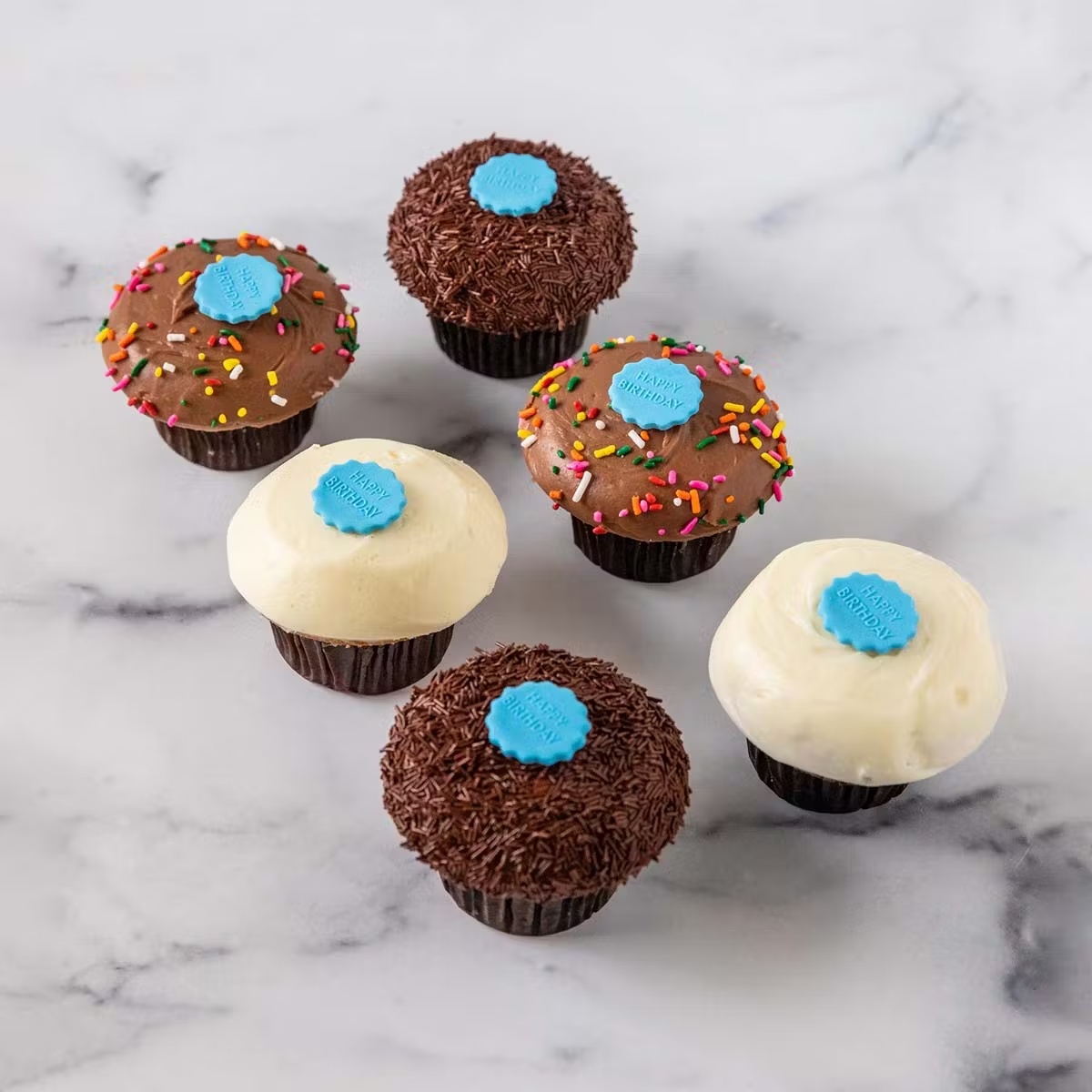 Blue Happy Birthday Cupcake Dozen