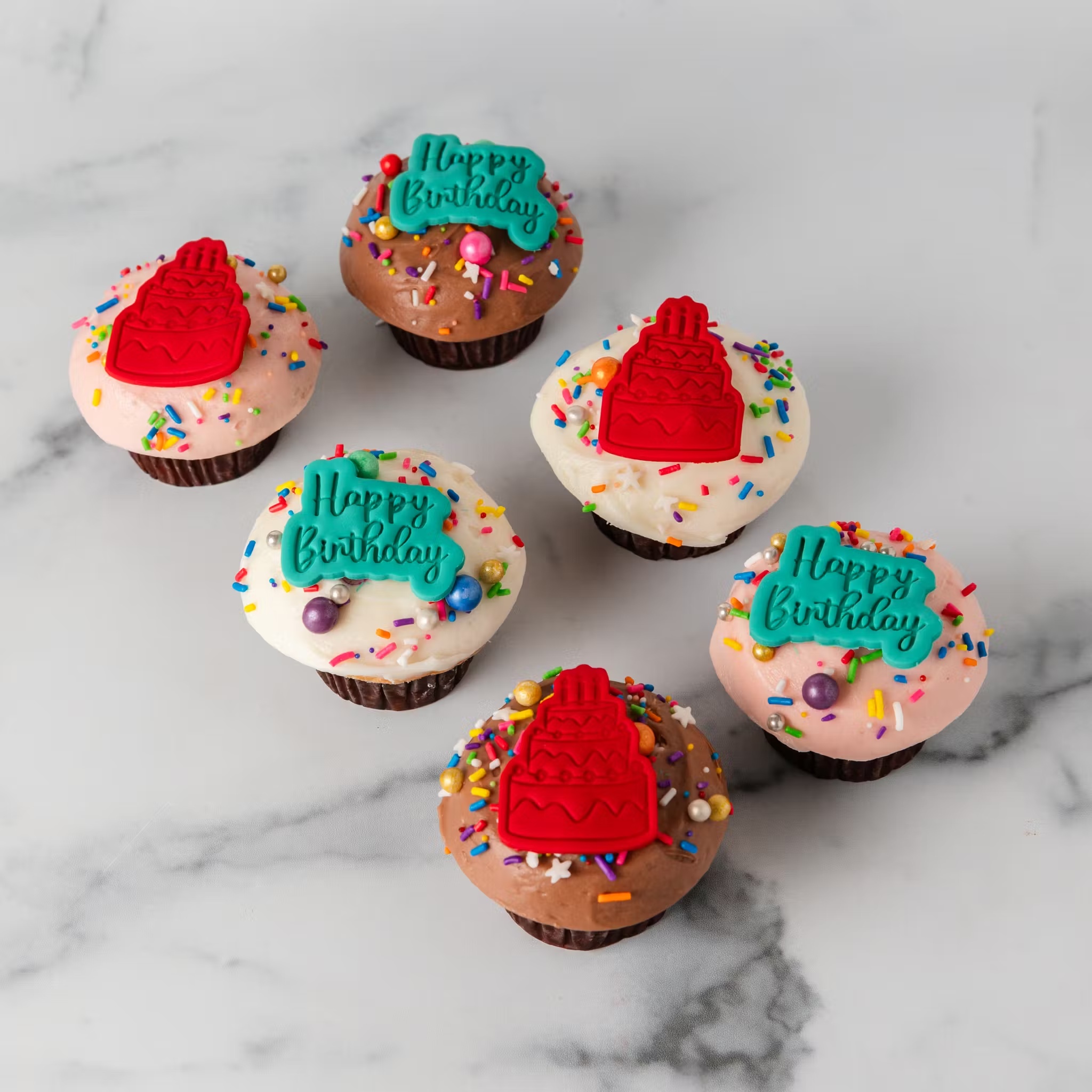 Festive "Happy Birthday" Cupcake Dozen