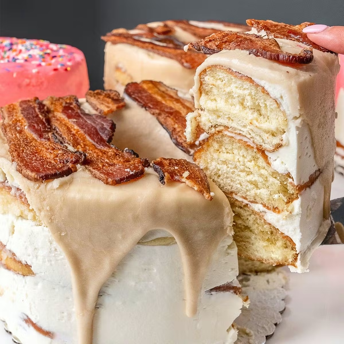 Maple Bacon Jumbo Donut Cake