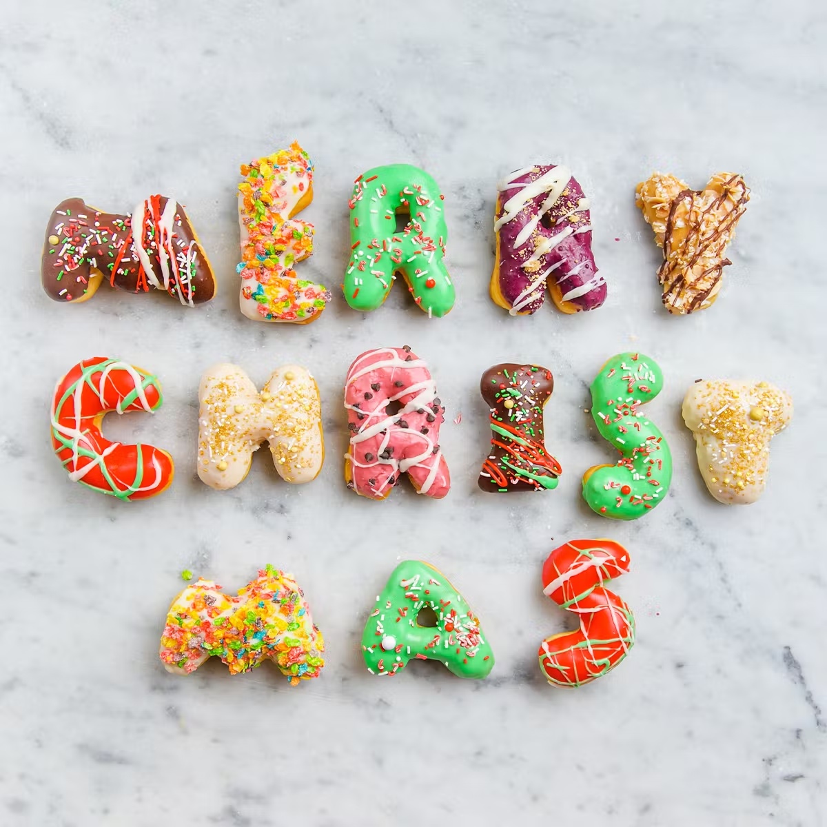"Merry Christmas" Message Donuts