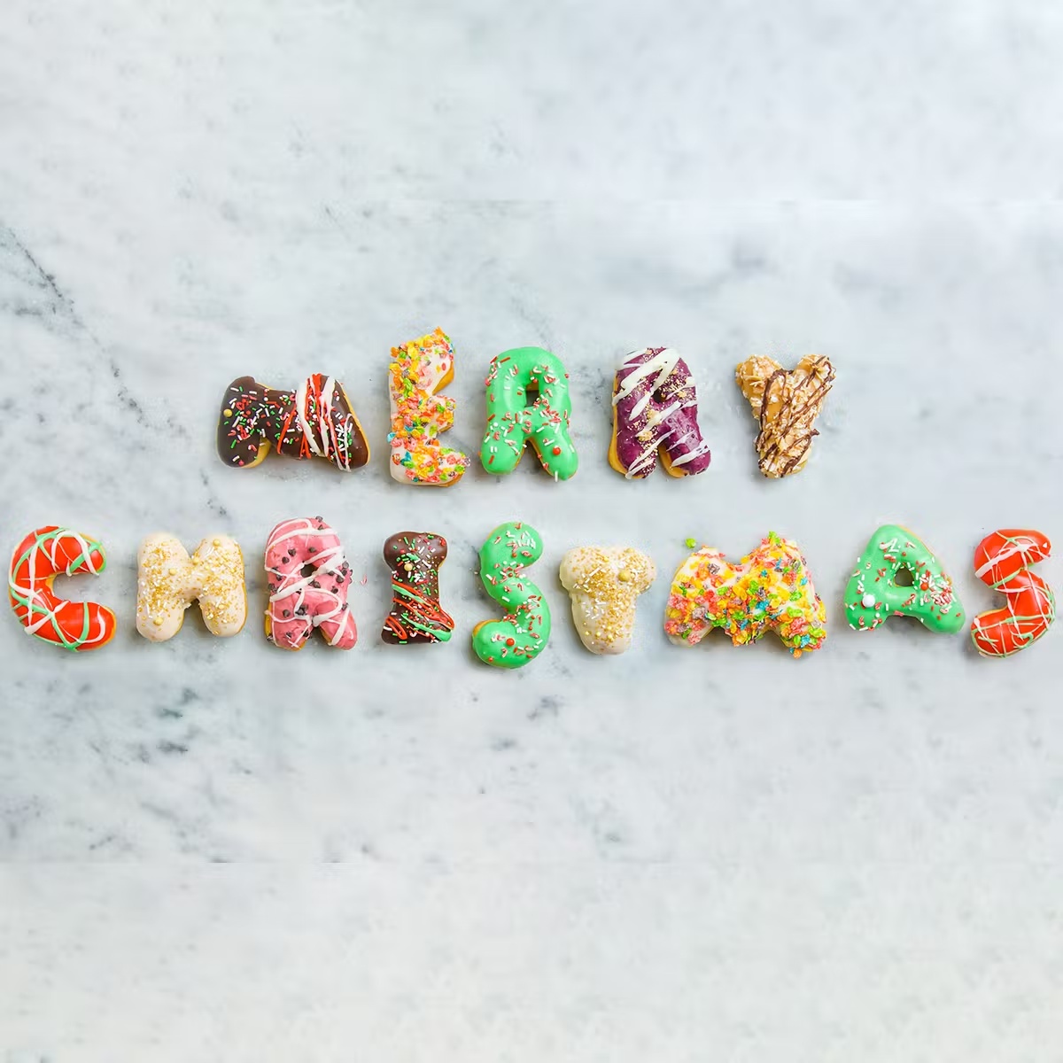 "Merry Christmas" Message Donuts