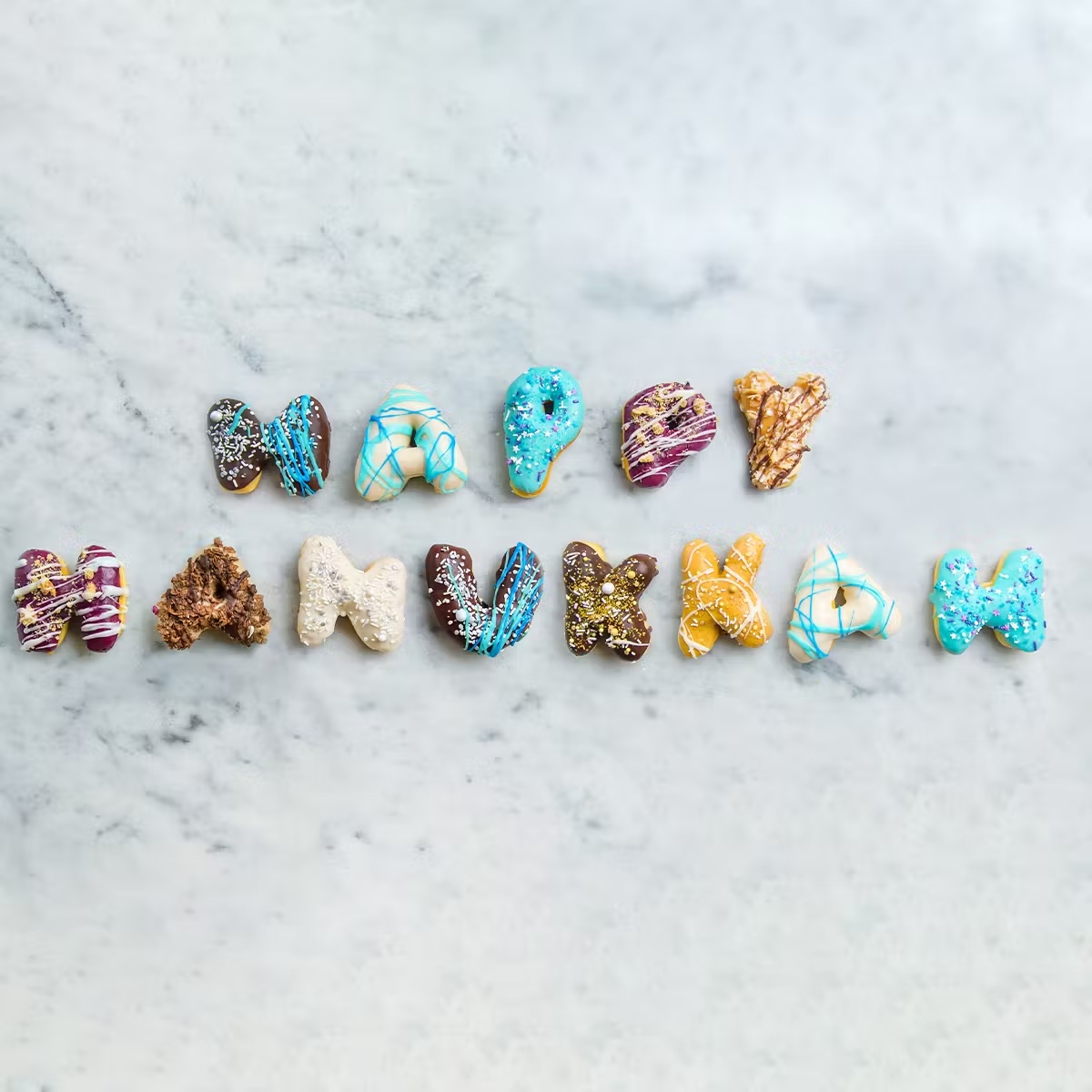 "Happy Hanukkah" Message Donuts
