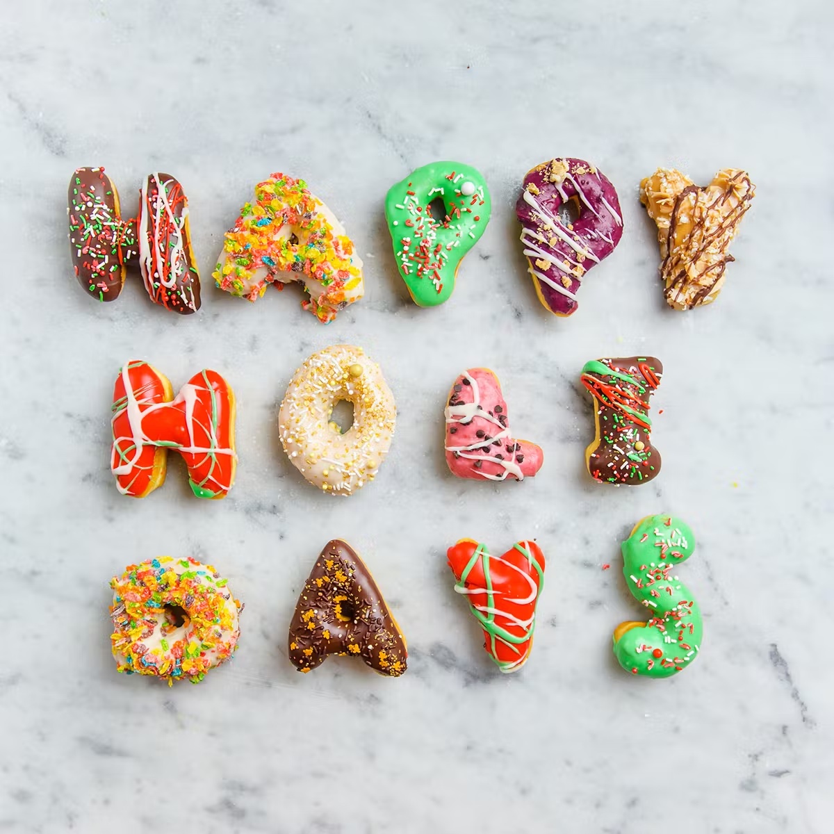 "Happy Holidays" Message Donuts