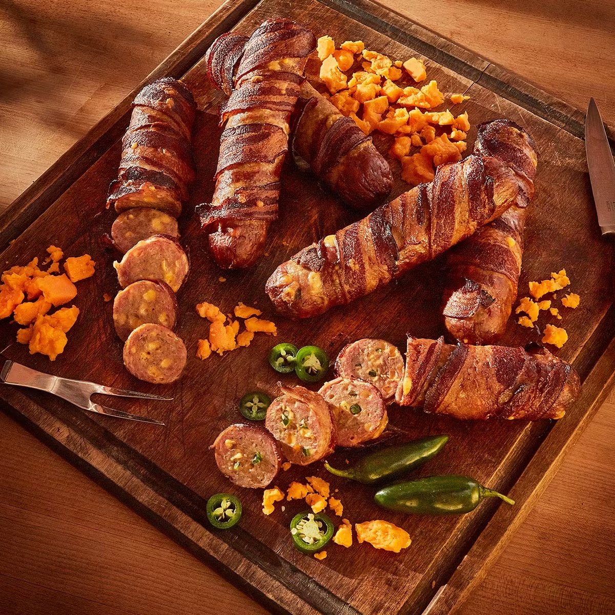 Bacon Wrapped Stuffed Smoked Sausage - 4 Pack