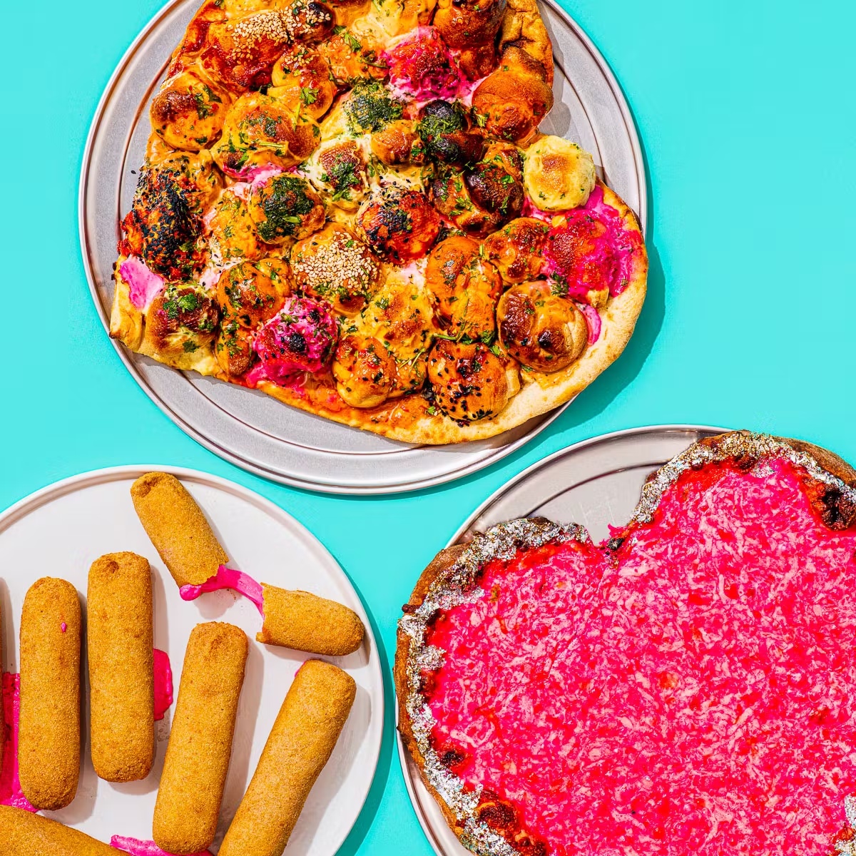 Valentine's Day Pizza + Pink Mozzarella Sticks + Garlic Knots