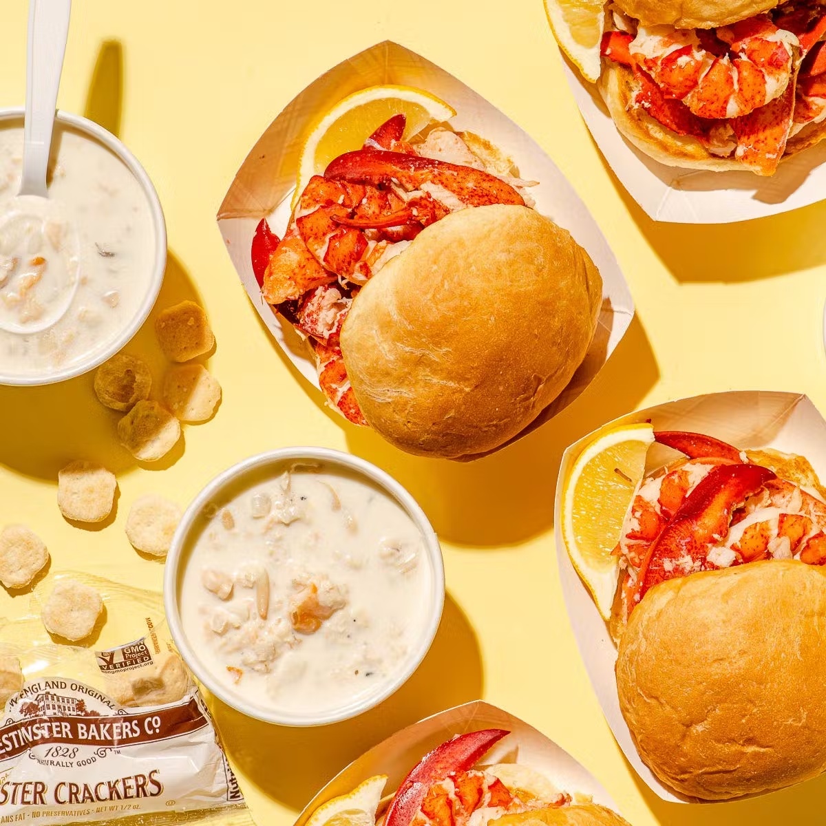 Maine Lobster Roll Kit - 4 Pack + FREE Clam Chowder
