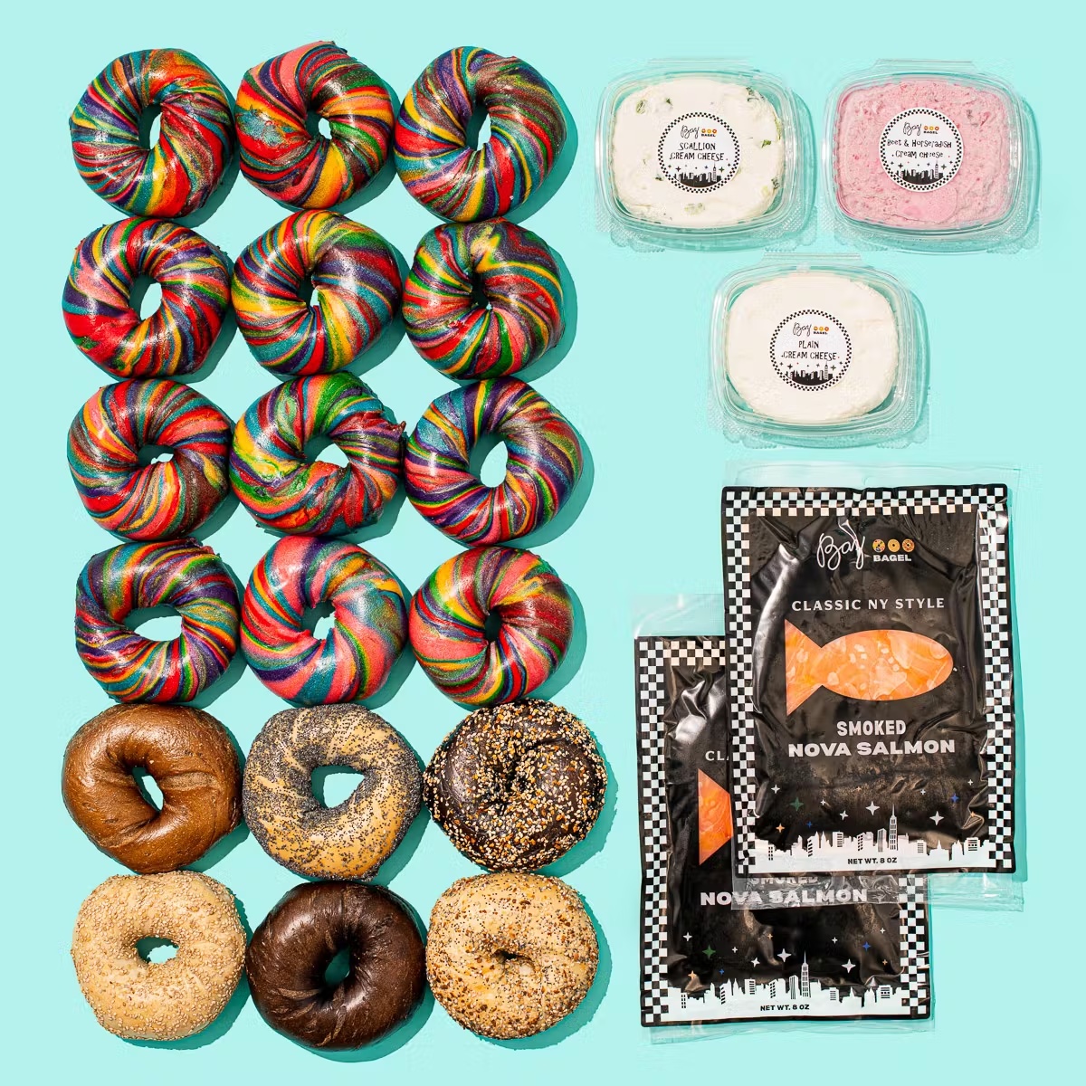 Classic Rainbow Bagel Brunch for 12 + 6 FREE Bagels