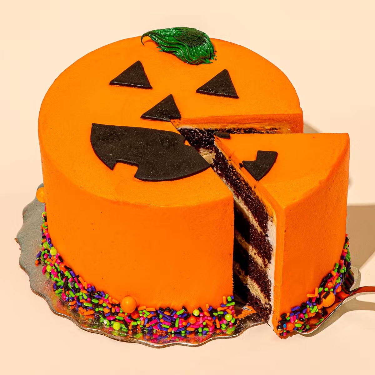 Peanut Butter Jack-O-Lantern Cake