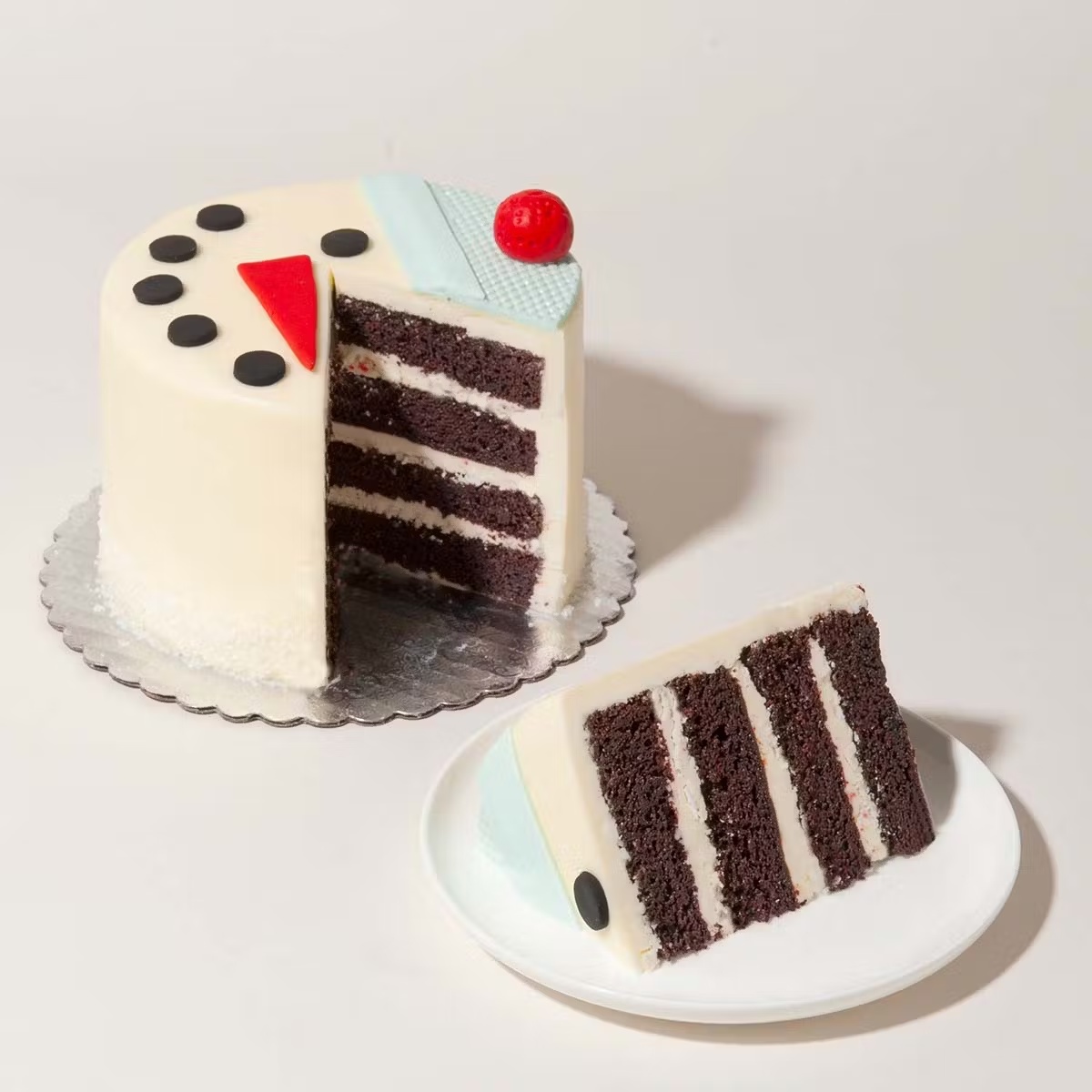 Chocolate Peppermint Snowman Cake