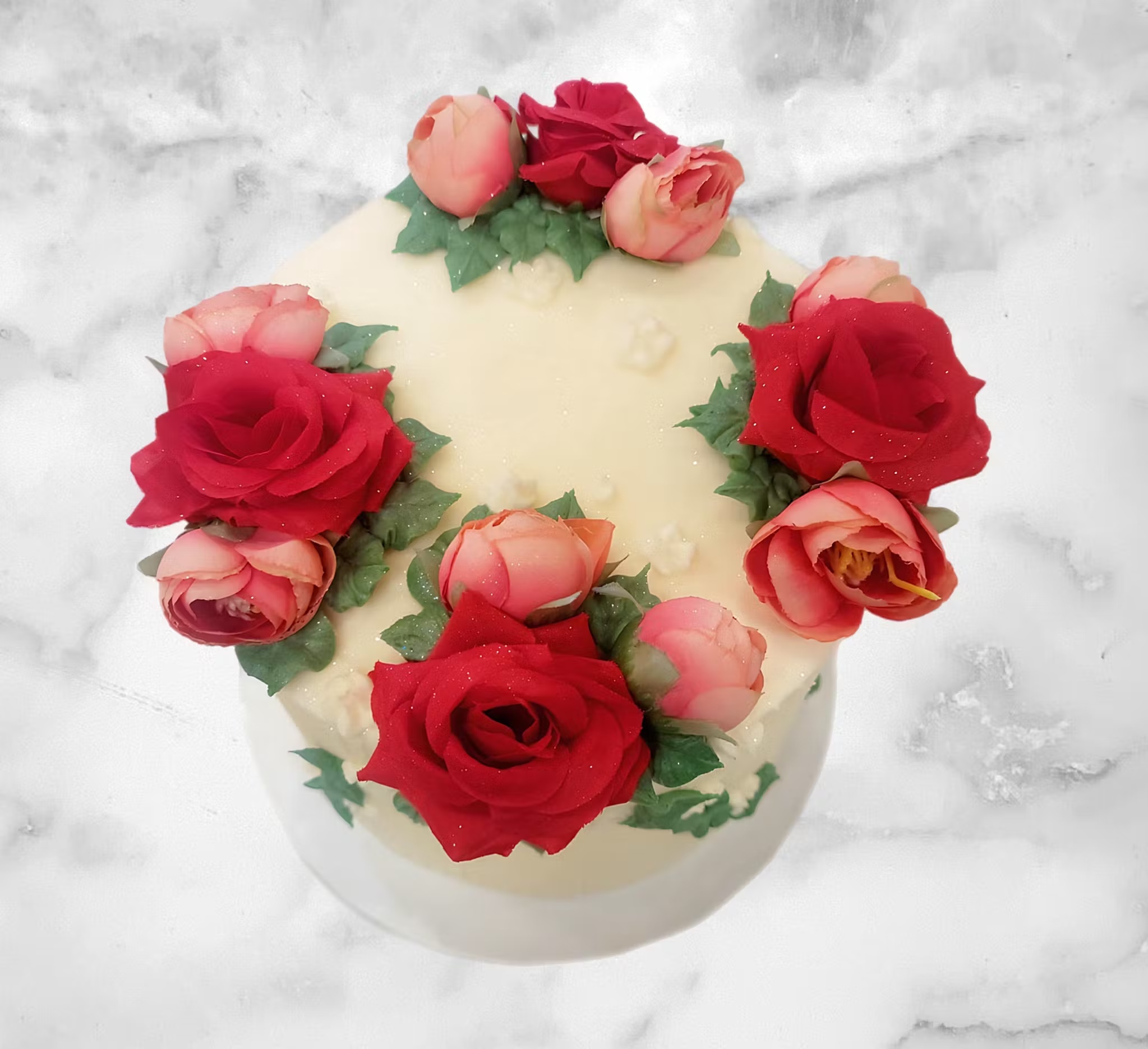 Mother's Day Red Velvet Roses Cake