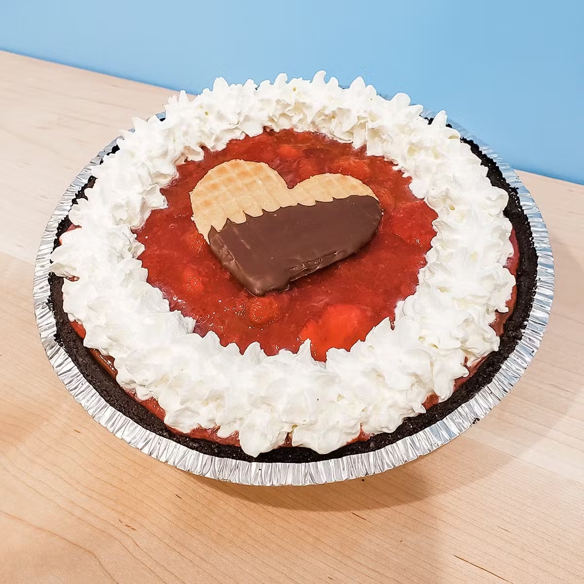 Valentine's Day Chocolate Dipped Strawberry Ice Cream Pie