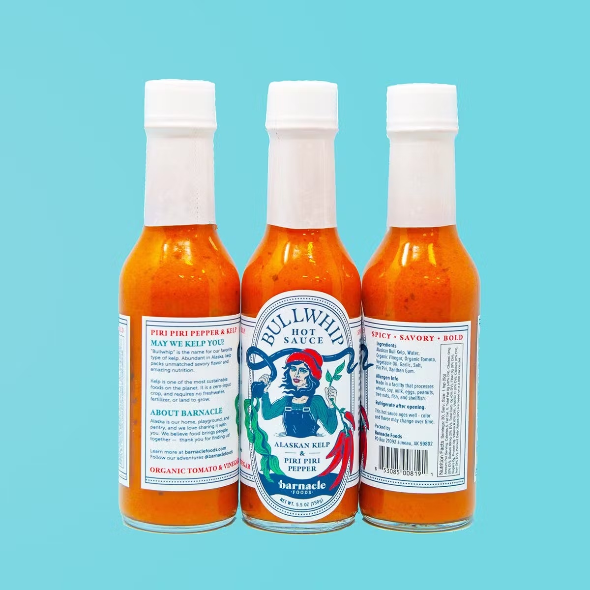 Bullwhip Kelp & Piri Piri Hot Sauce - 3 Pack