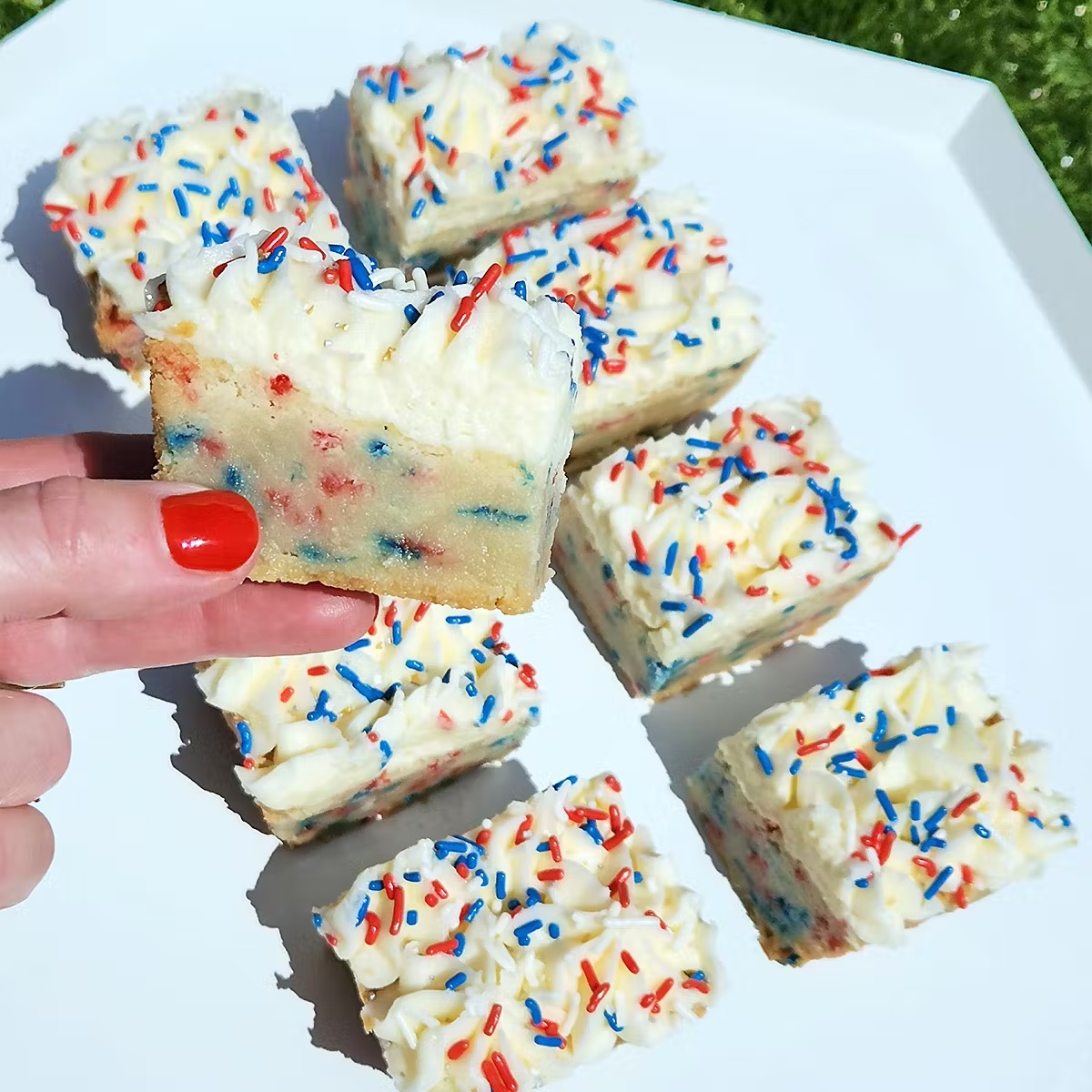Red, White, & Blue Buttercream Shortbread Tray