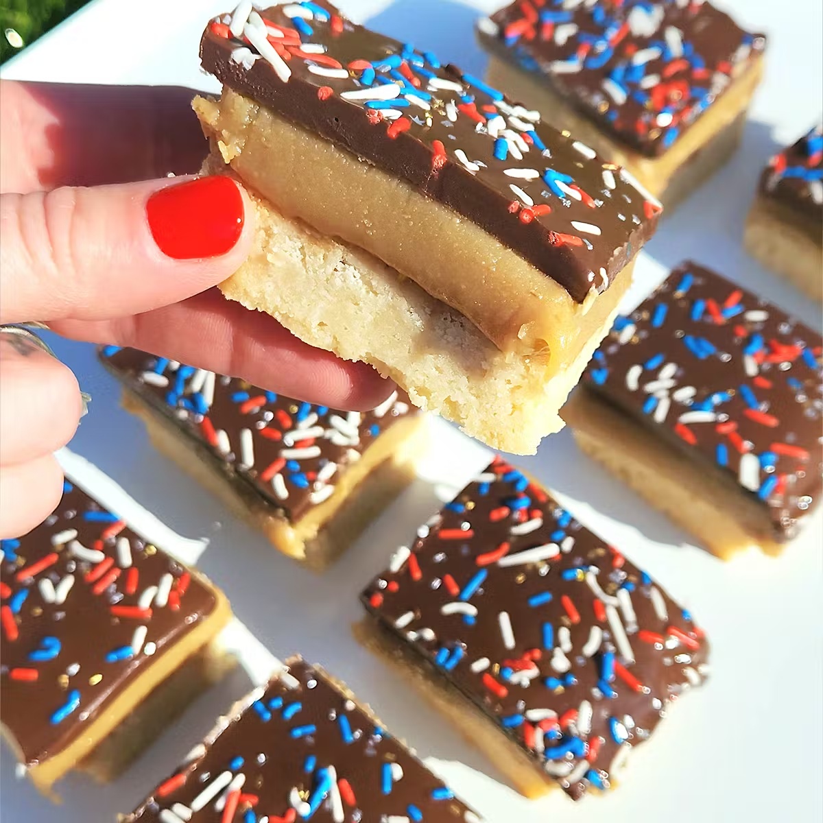 Red, White, & Blue Millionaires Shortbread Tray