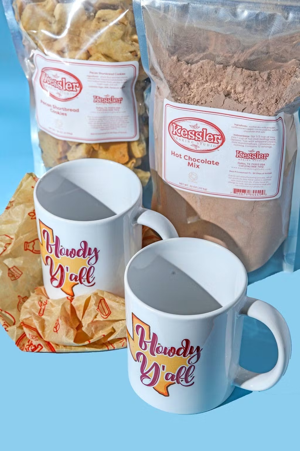 Hot Chocolate + Mini Pecan Shortbread + Mugs Gift Set
