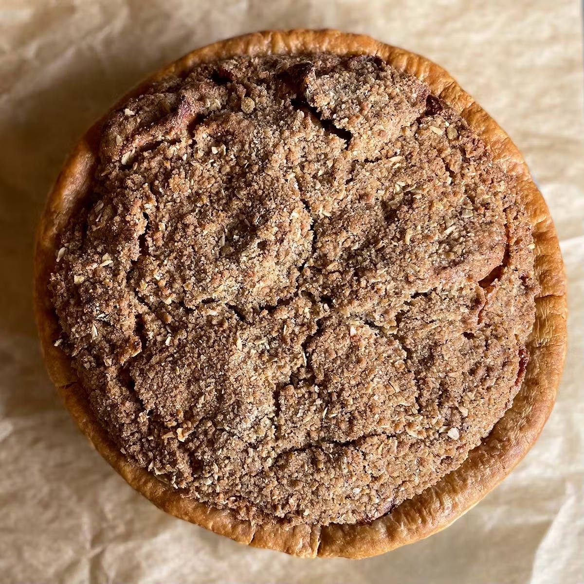 Raspberry Rhubarb Ginger Oat Streusel Pie