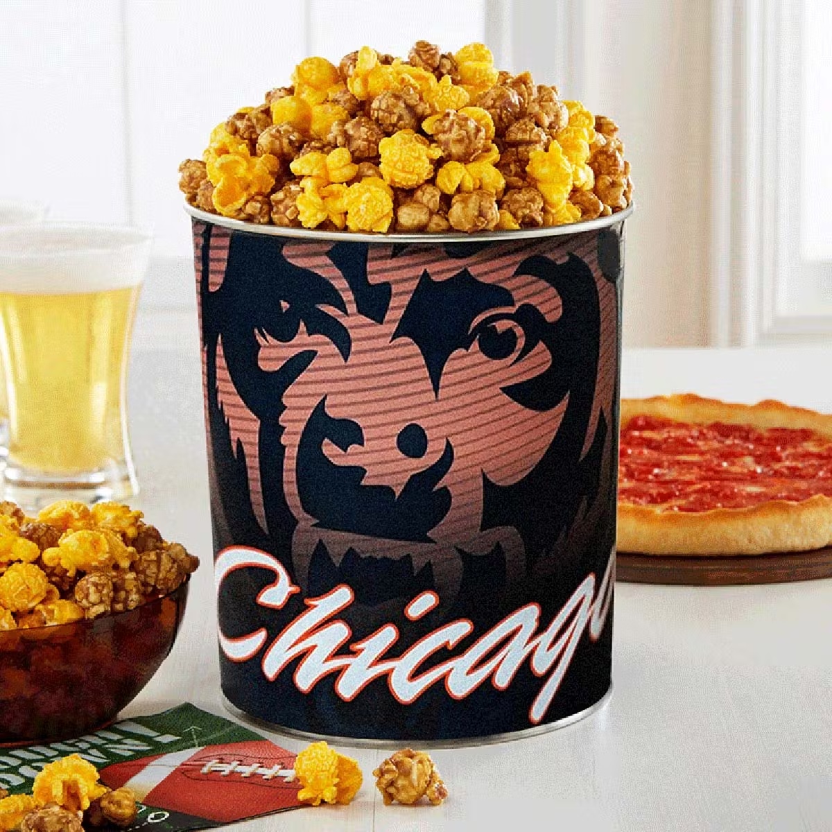 2 Lou Malnati's Deep Dish Pizzas + Garrett Popcorn Chicago Bears Classic Tin