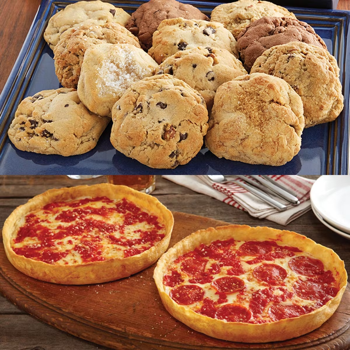 2 Lou Malnati's Deep Dish Pizzas + Carol's Cookies Assorted Gift Box Dozen