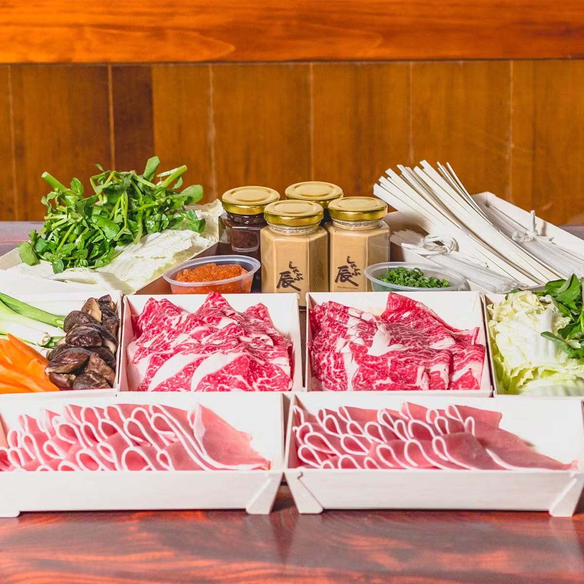 Pork + Ribeye Shabu Shabu Hot Pot Kit for 4