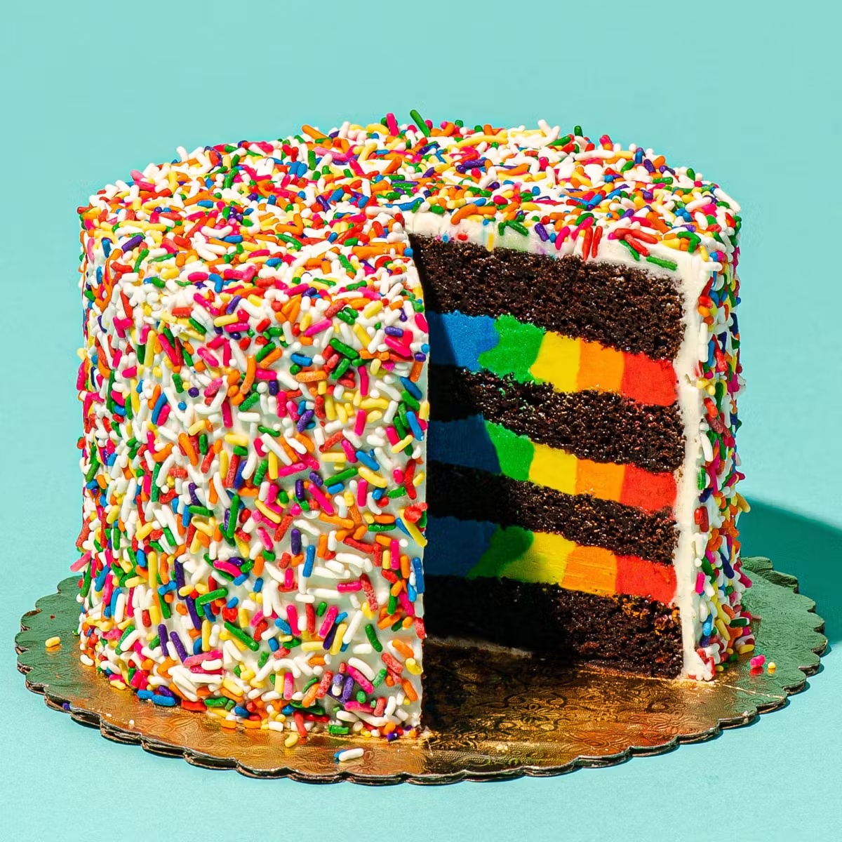 Chocolate 4-Layer Rainbow Cake