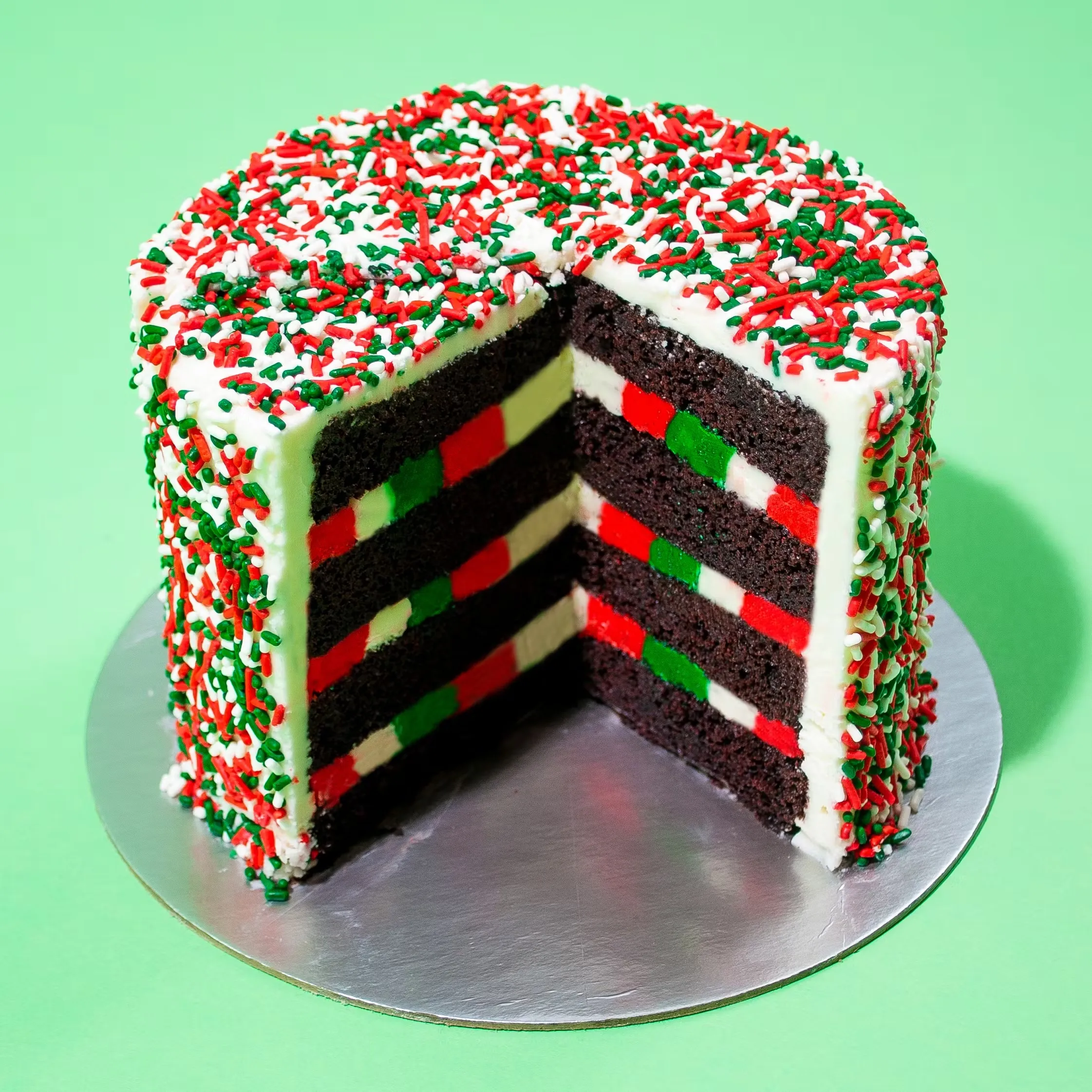 Christmas Chocolate  4-Layer Rainbow Cake