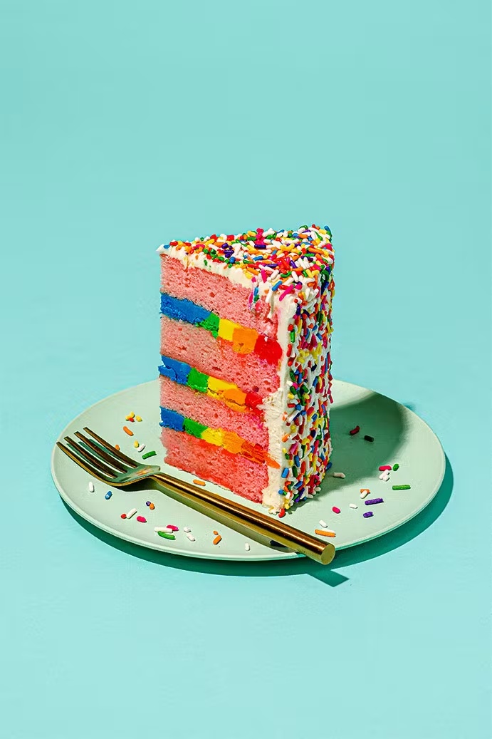 Strawberry 4-Layer Rainbow Cake