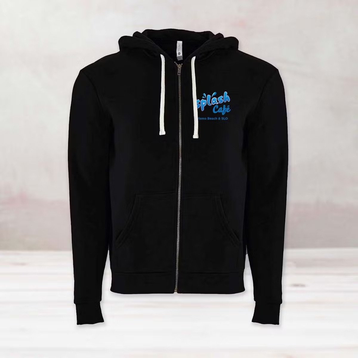 Black "Splash Cafe" Zip Hoodie