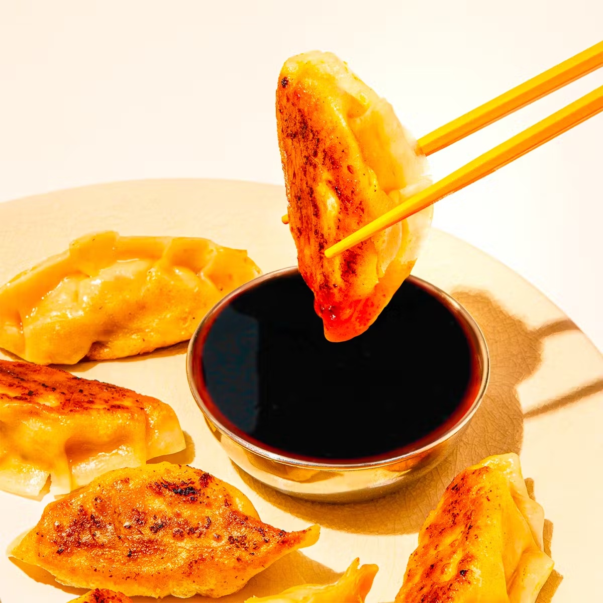 Buffalo Chicken Potstickers + Hot Sauce