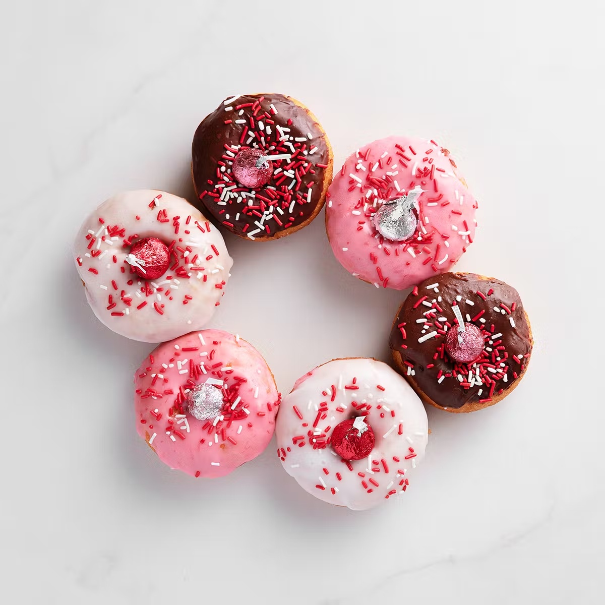 Vanilla & Chocolate Valentine Cake Donuts