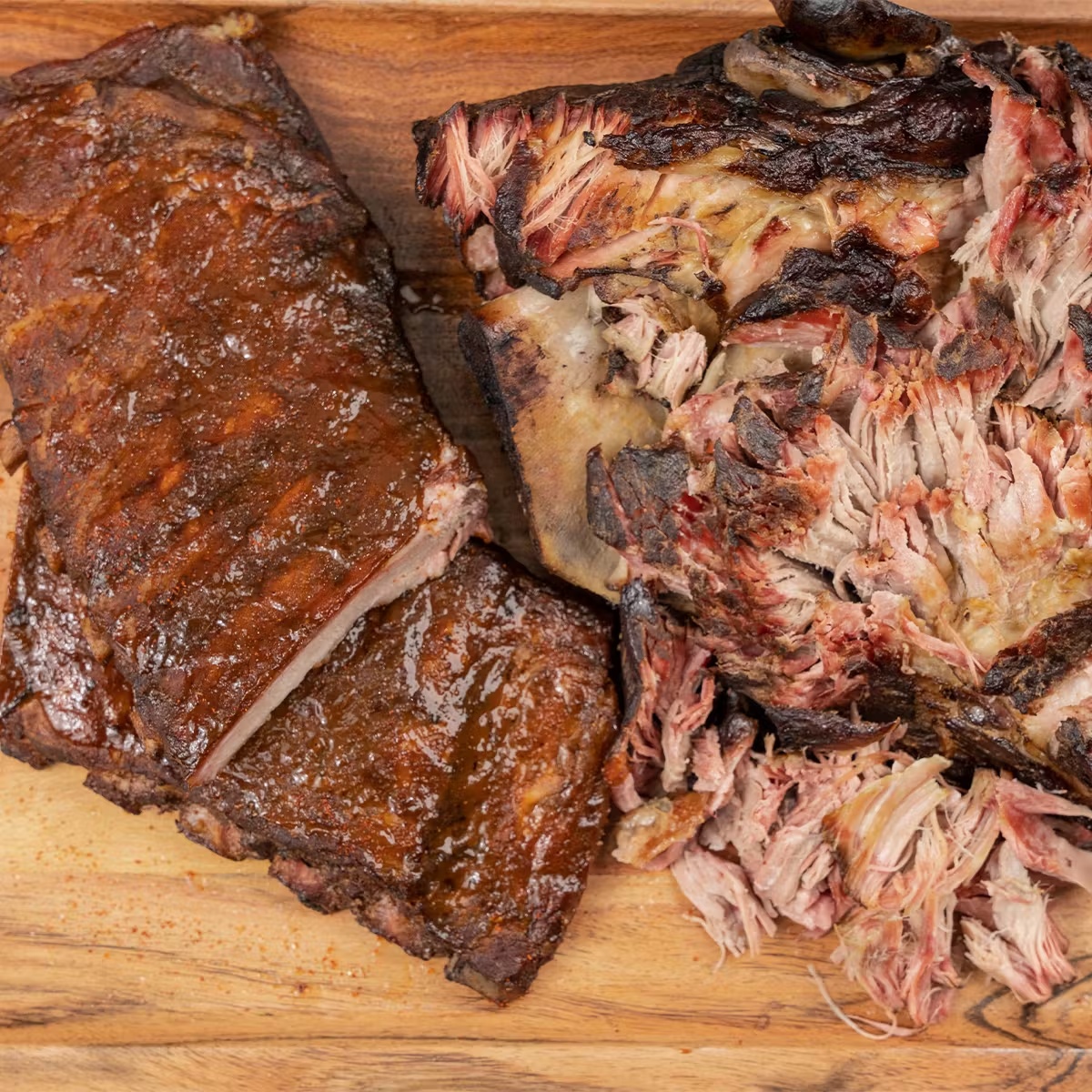 Hickory-Smoked Spare Ribs + Pulled Pork Combo for 6-8