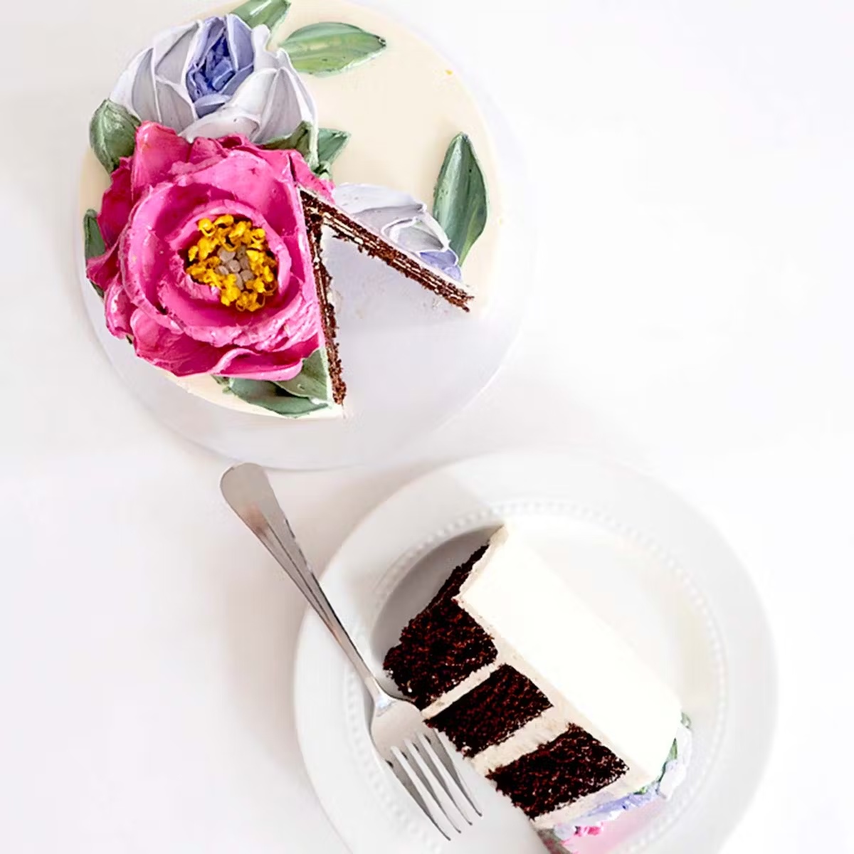 Floral Decorated Chocolate Cake
