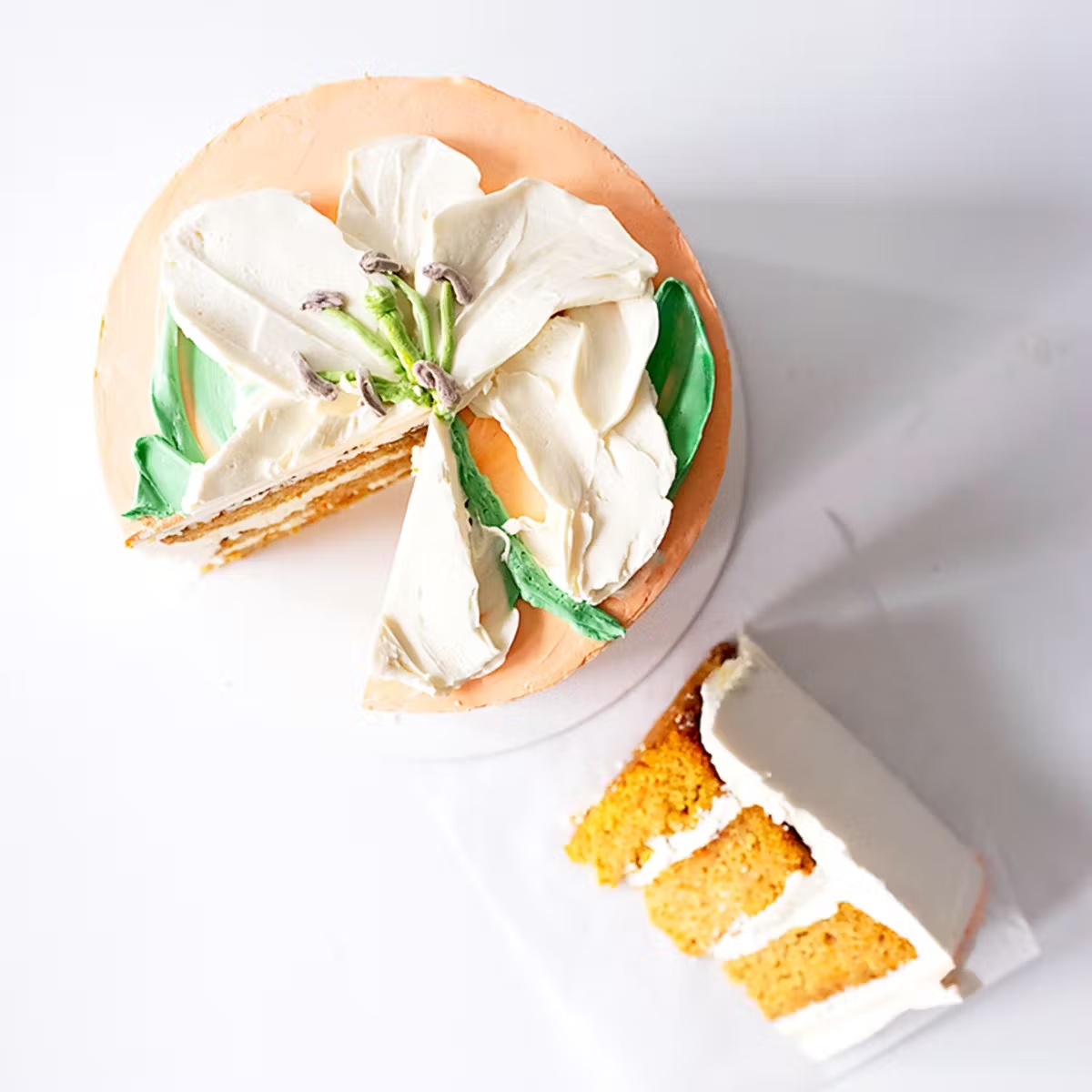 Floral Decorated Carrot Cake