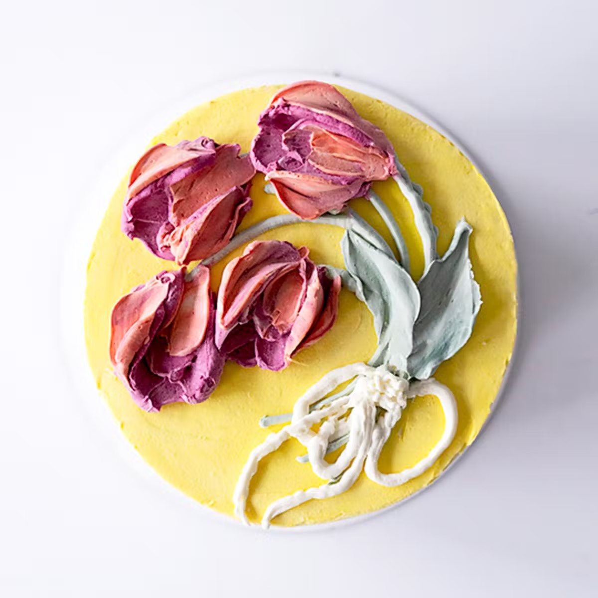 Mother's Day Floral Decorated Lemon Raspberry Cake