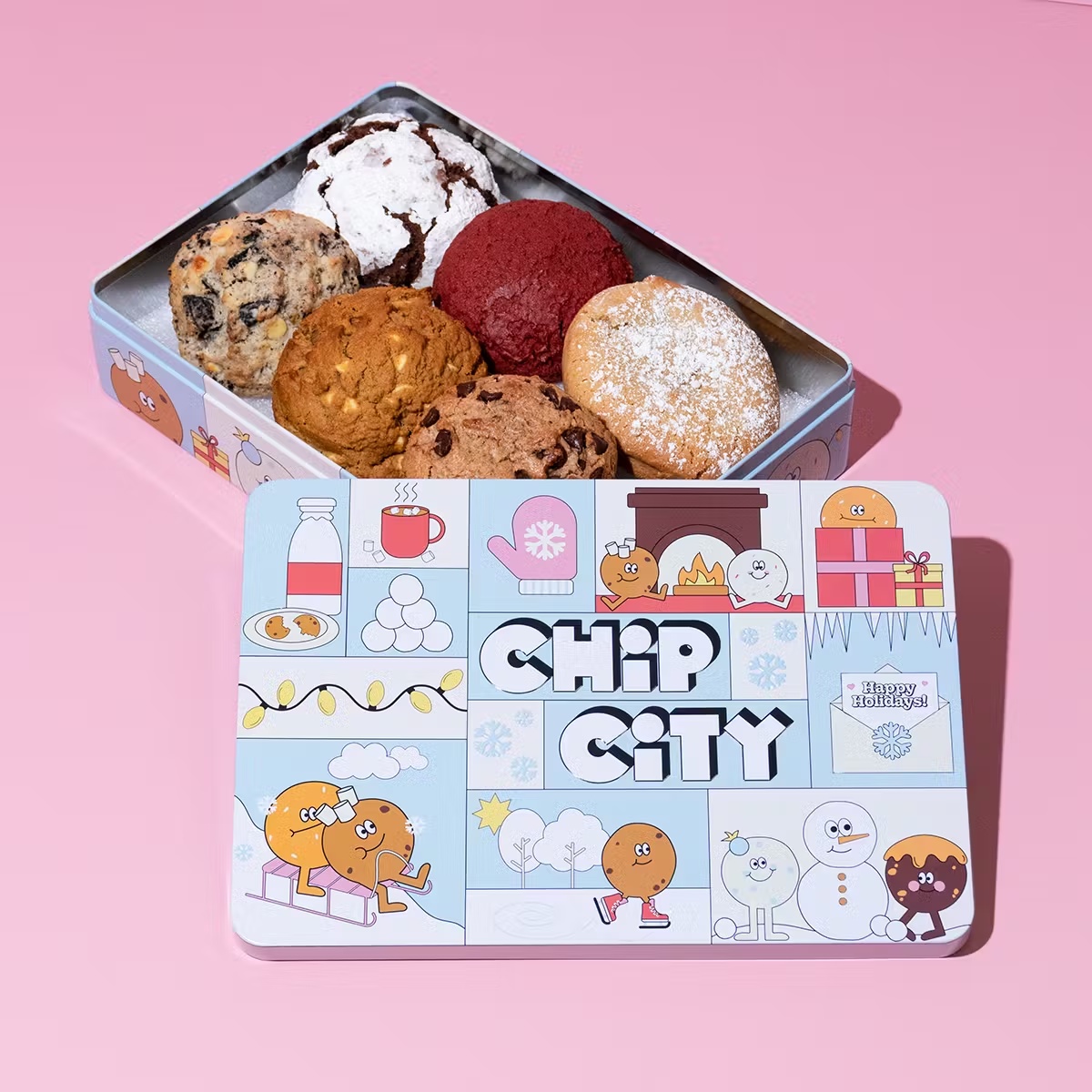 Holiday Jumbo Cookie Gift Tin - 6 Pack