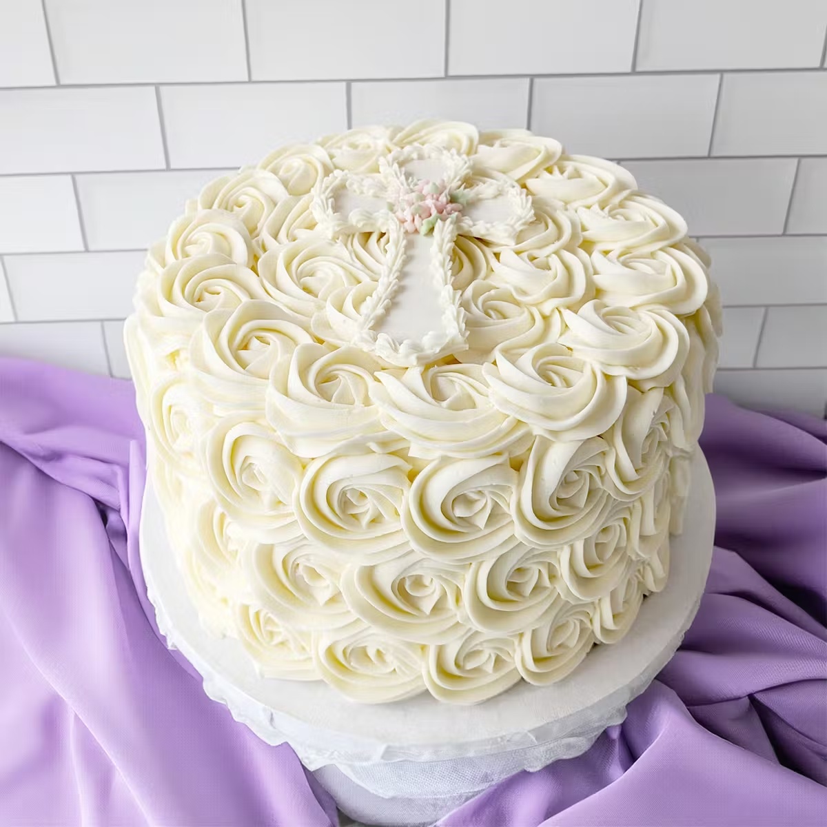 Easter Rosette Cross Cake