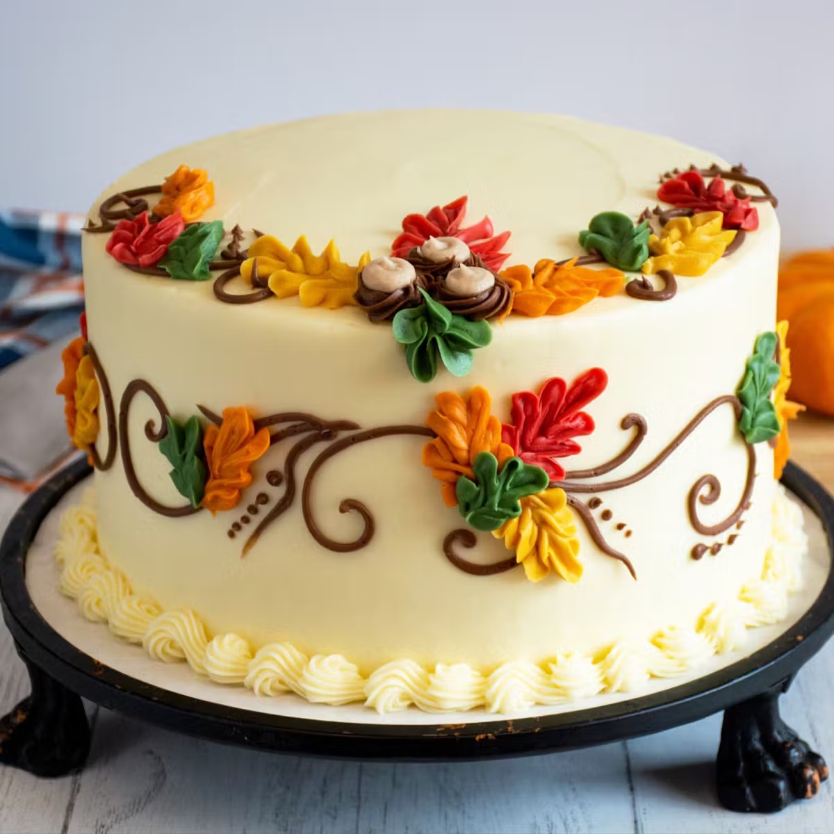 Autumn Scrollwork Cake
