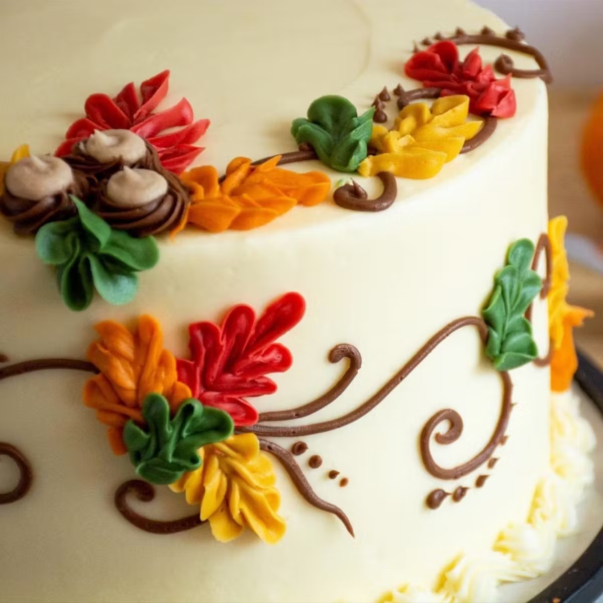 Autumn Scrollwork Cake