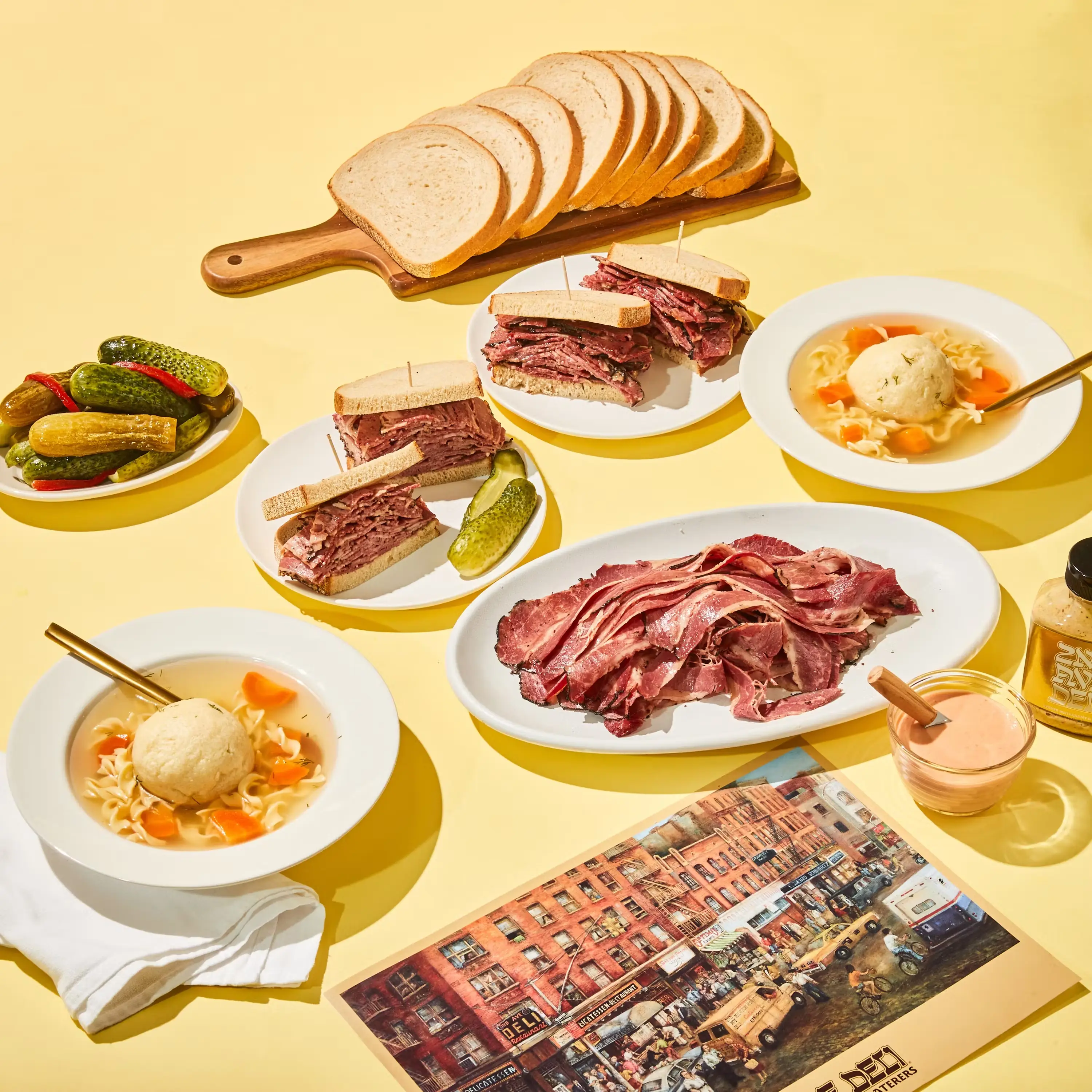 Kosher Corned Beef Sandwich Kit + Matzo Ball Soup for 3-4