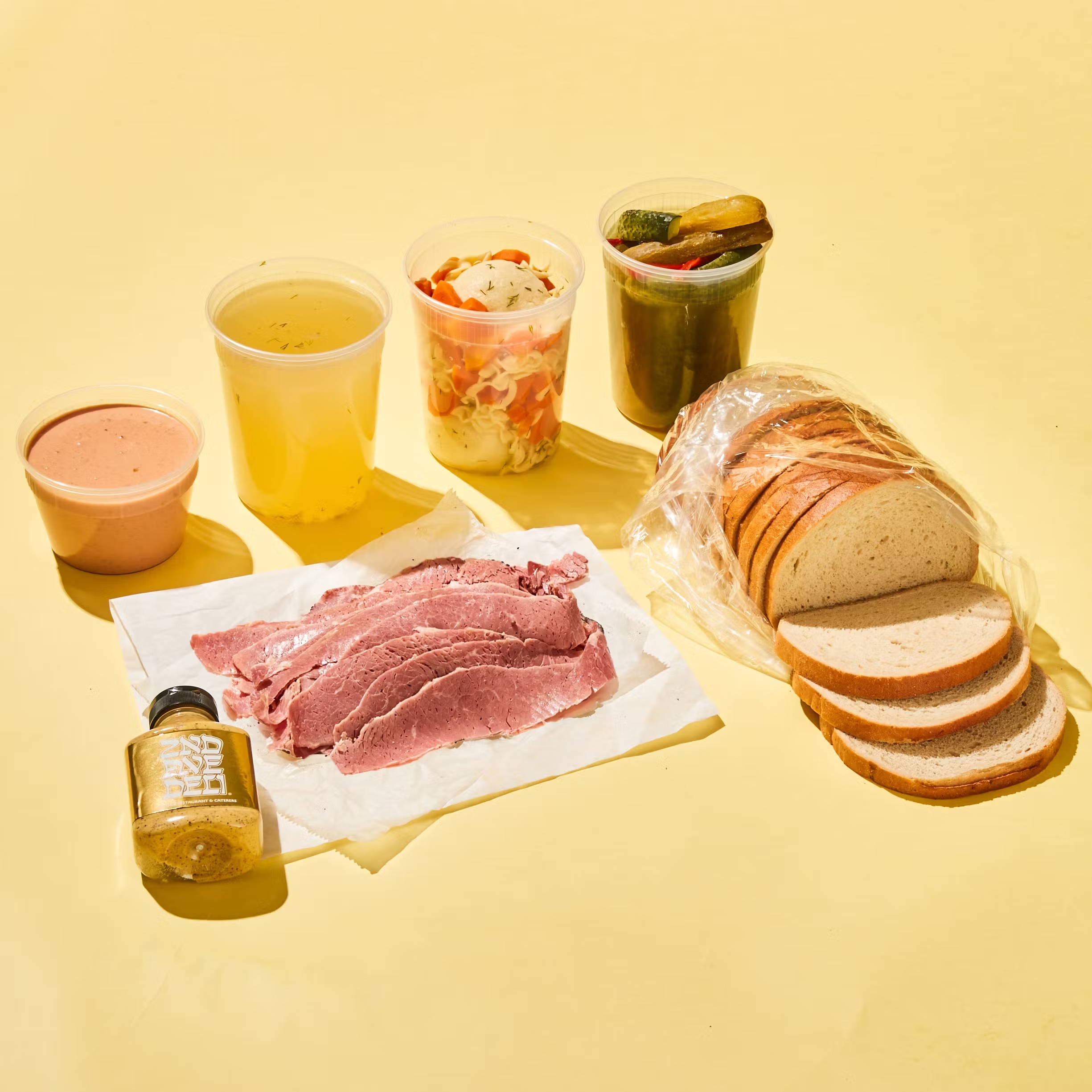 Kosher Corned Beef Sandwich Kit + Matzo Ball Soup for 3-4