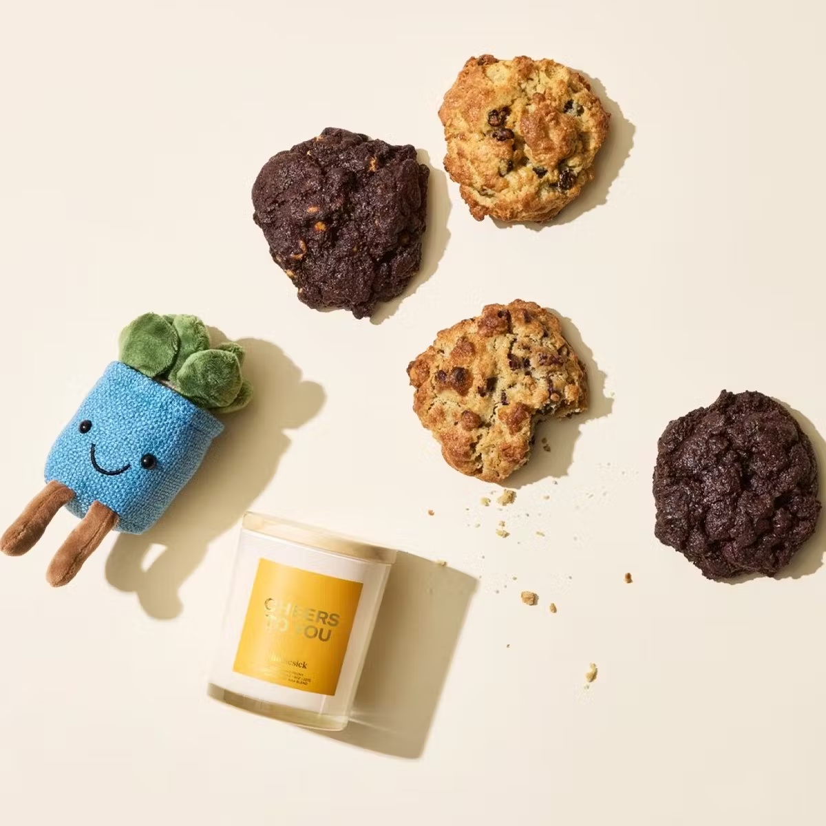 "Birthday" Cookies + Candle + Plushy Gift Set
