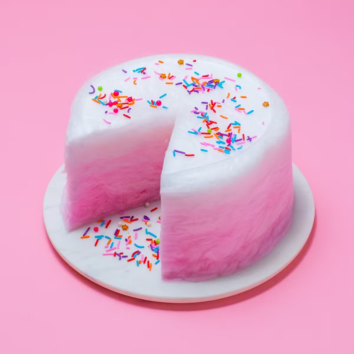 Watermelon OmbrÃ© Cotton Candy Floof Cake