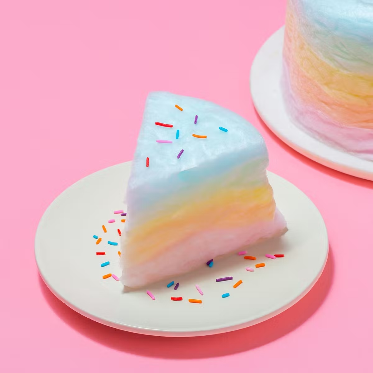 Upside Down Rainbow Cotton Candy Floof Cake