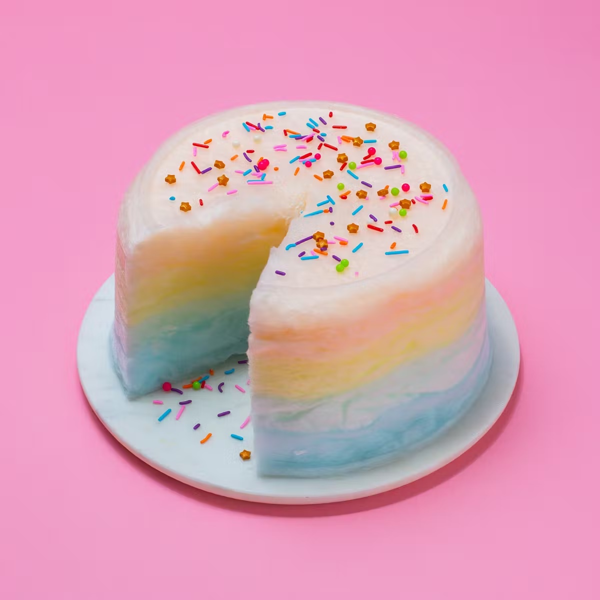 "Hold the Pink" Rainbow Cotton Candy Floof Cake